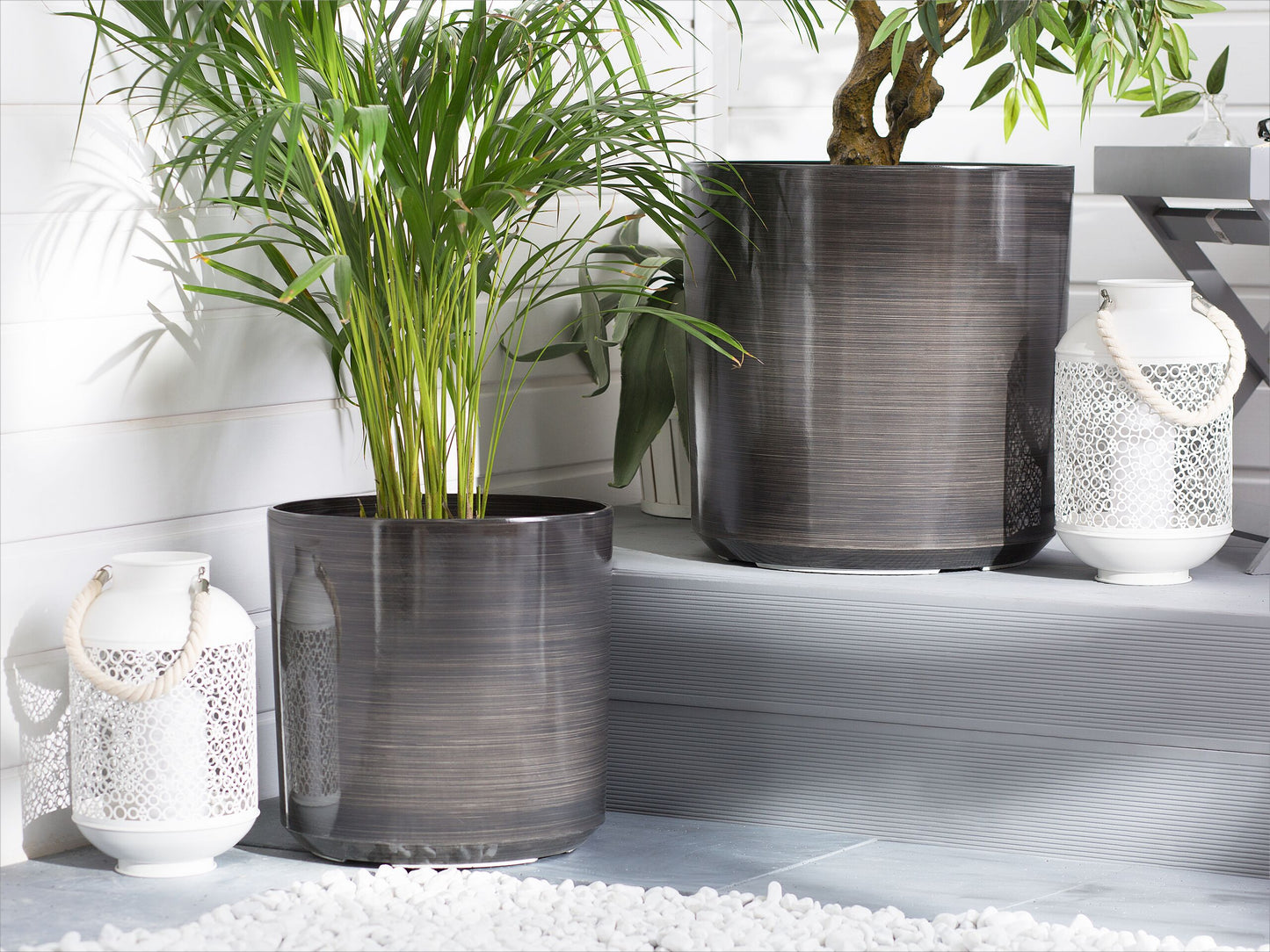Blumenkübel VAGIA Stein 43 cm Grau