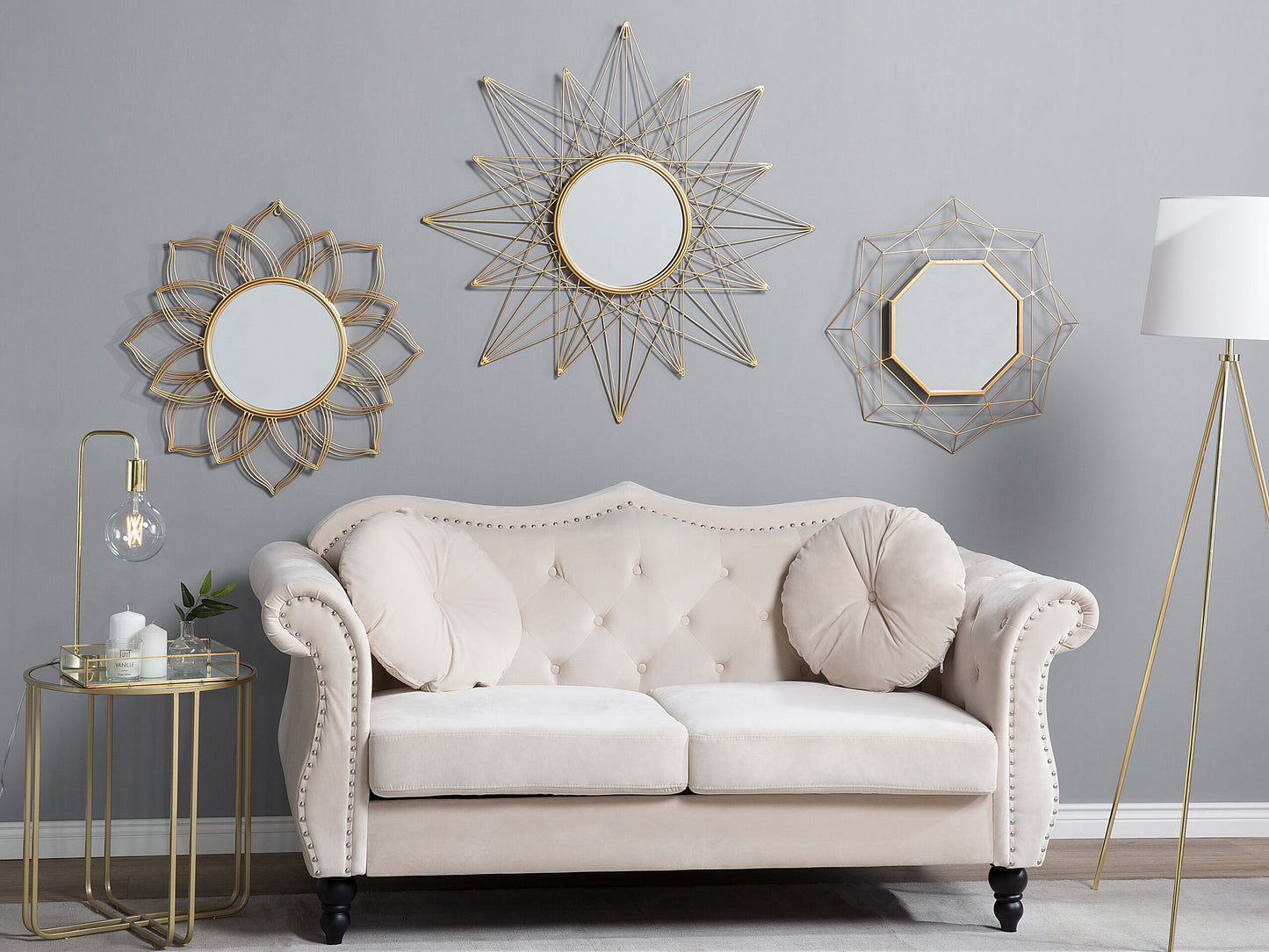 Wandspiegel MILLY 67 cm 67 cm Metall Gold