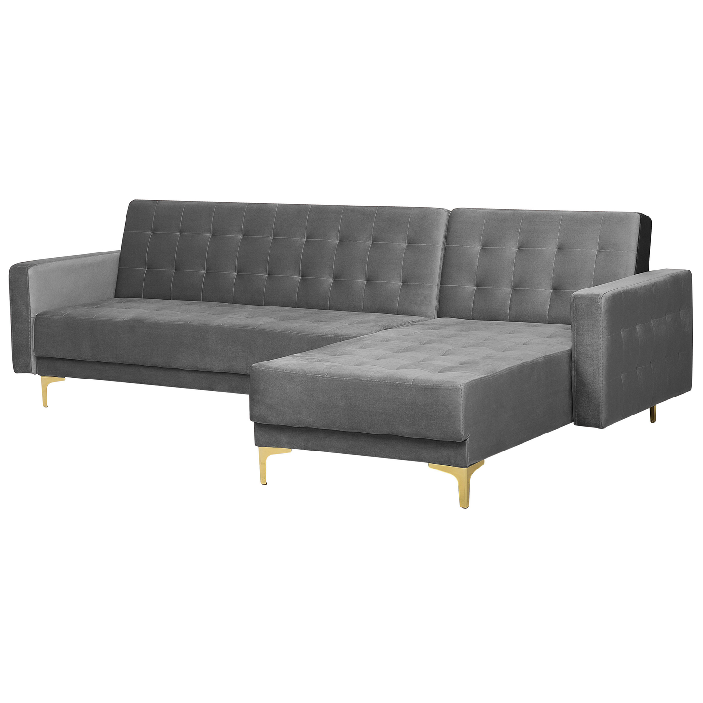 Ecksofa linksseitig Samtstoff grau Schlaffunktion ABERDEEN