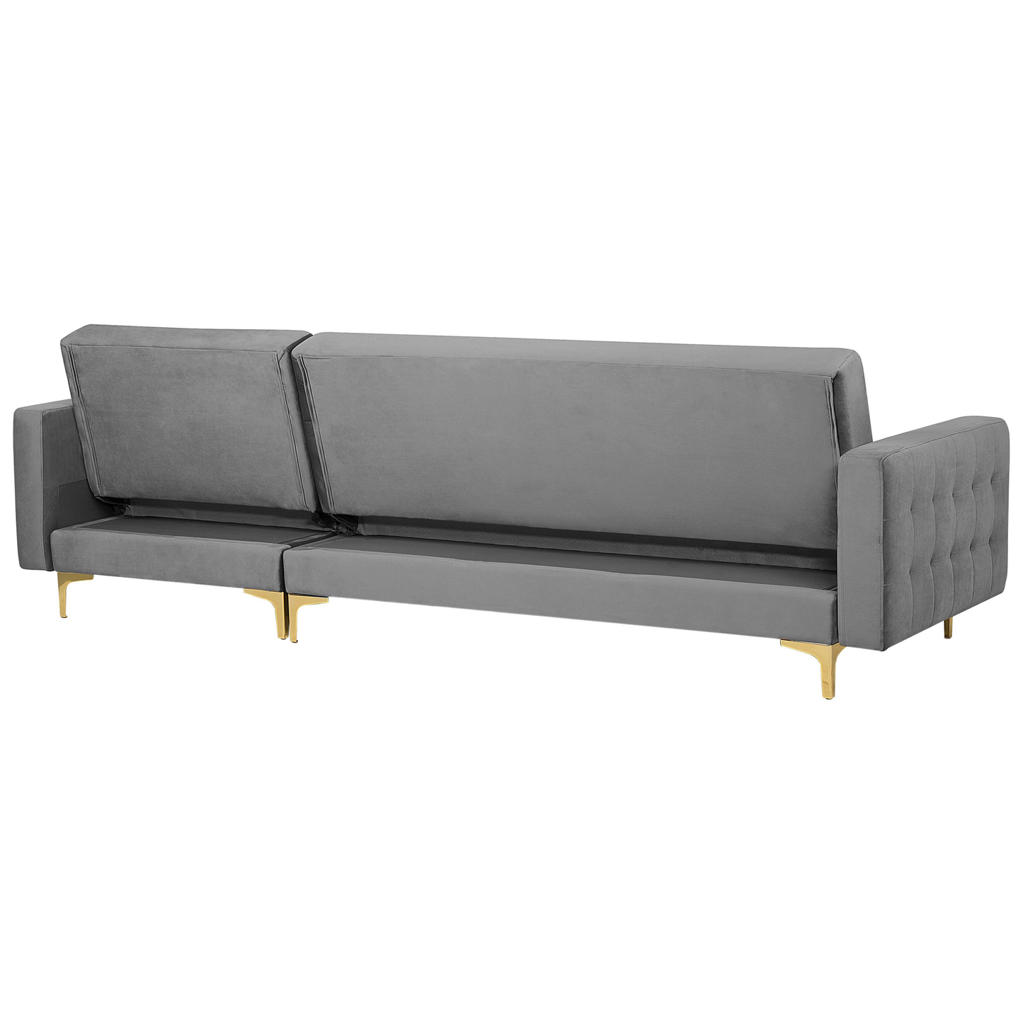 Schlafsofa Samtstoff grau linksseitig mit Ottomane ABERDEEN