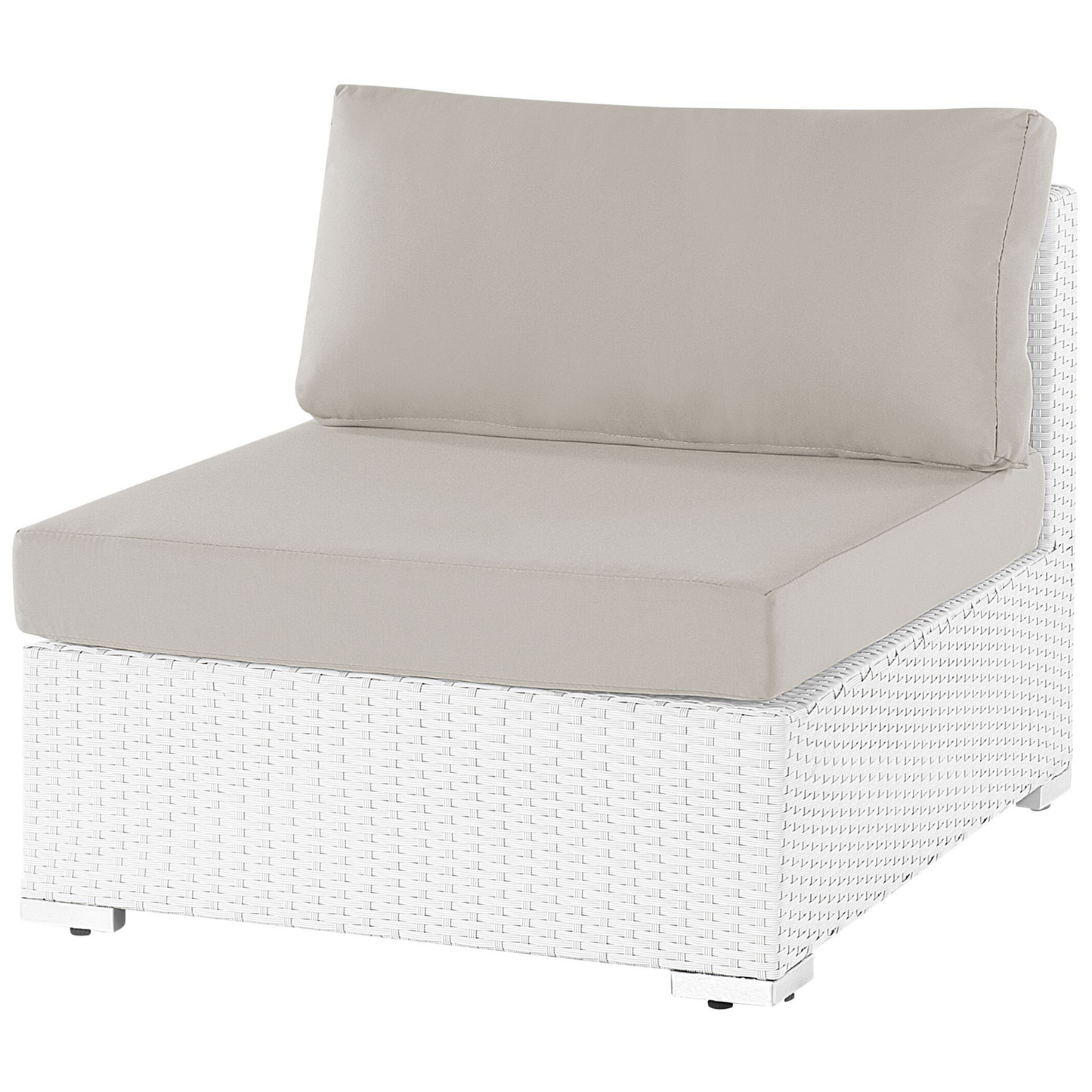 Garten Ecksofa mit Tisch 4-Sitzer SANO II linksseitig modular Polyrattan Weiss