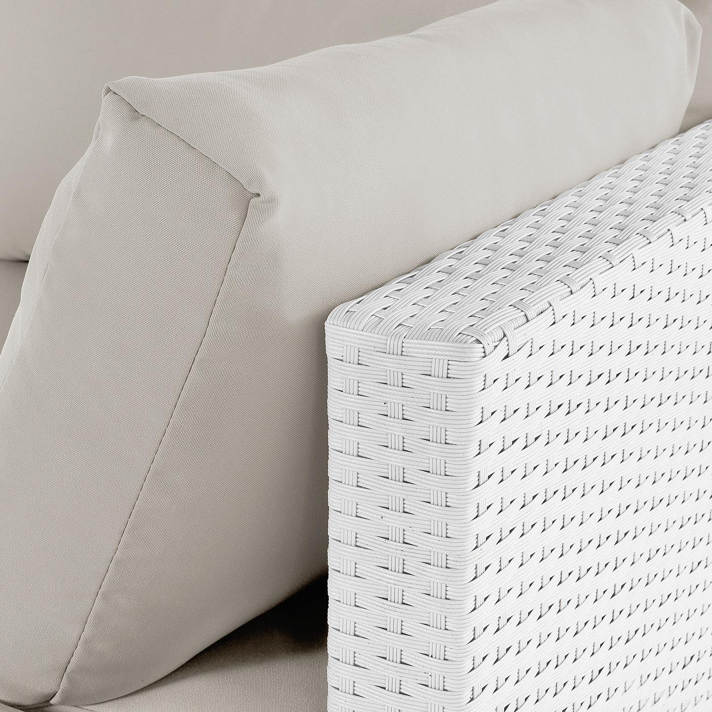 Garten Ecksofa mit Tisch 4-Sitzer SANO II linksseitig modular Polyrattan Weiss
