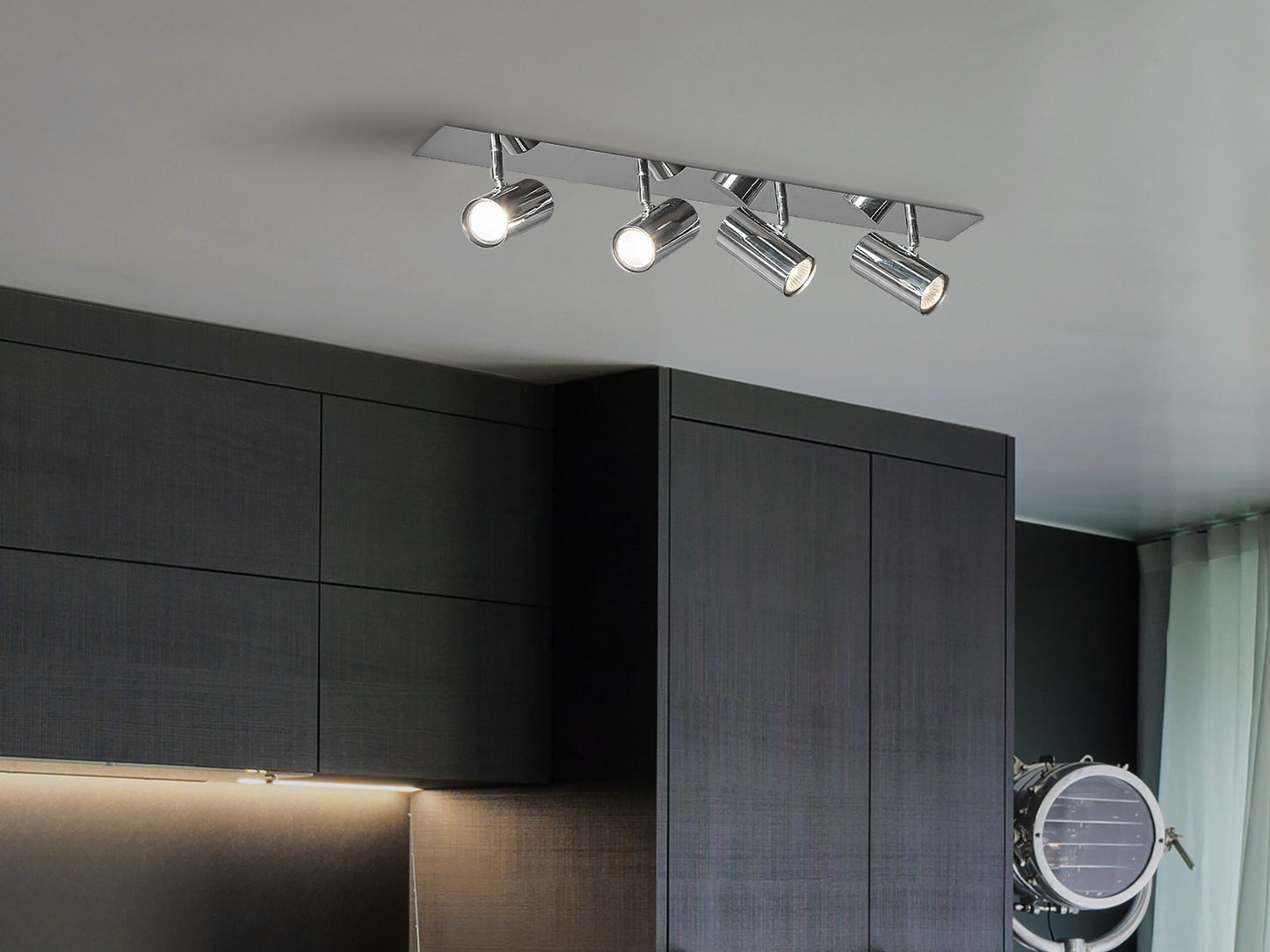 Deckenleuchte silber 4-flammig Trommelform ROSETTA