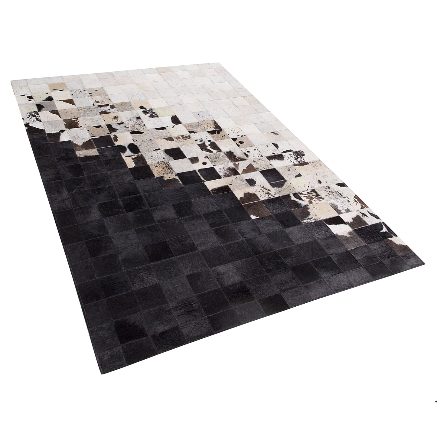 Teppich Kuhfell weiss / schwarz 140 x 200 cm Patchwork Kurzflor KEMAH