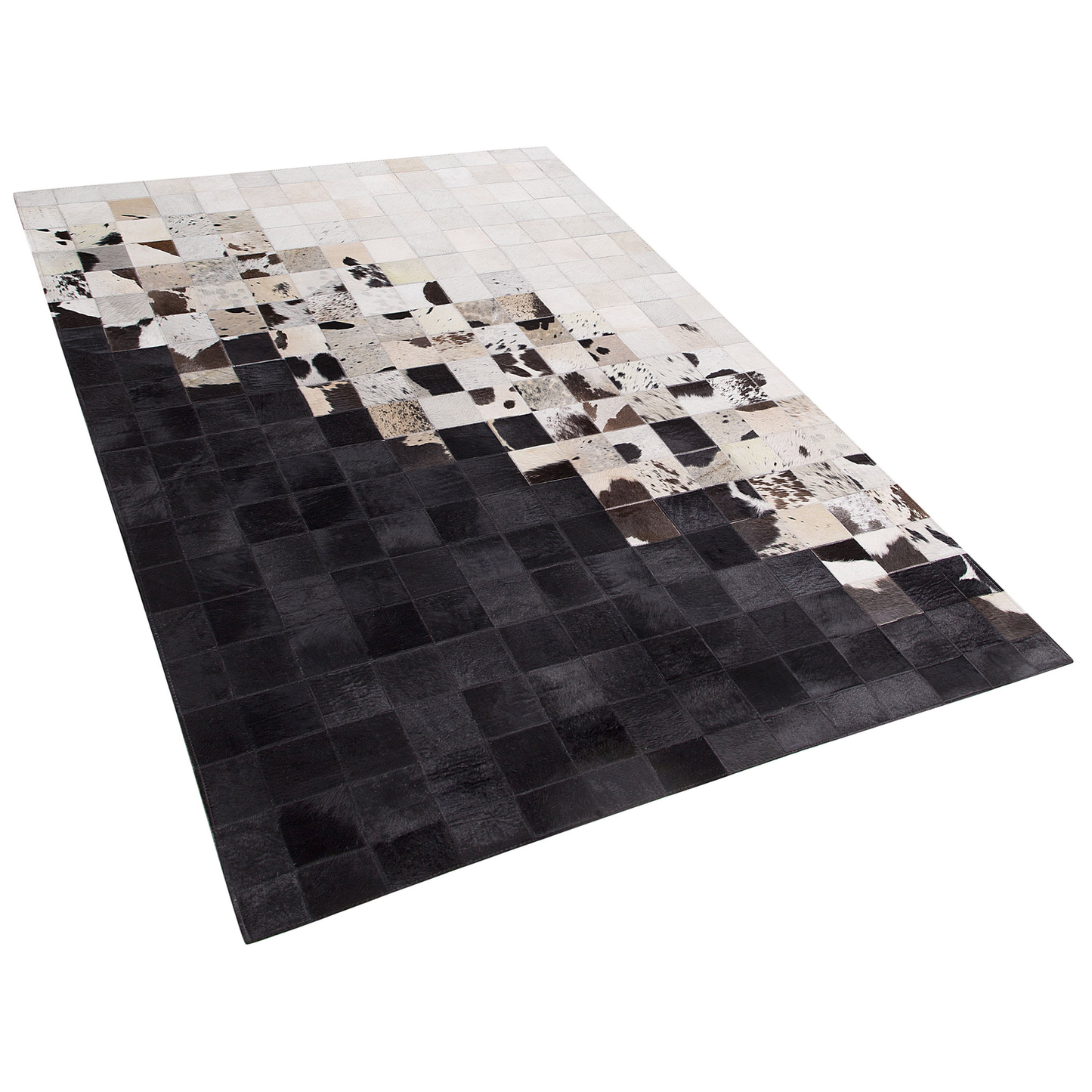 Teppich Kuhfell weiss / schwarz 160 x 230 cm Patchwork Kurzflor KEMAH