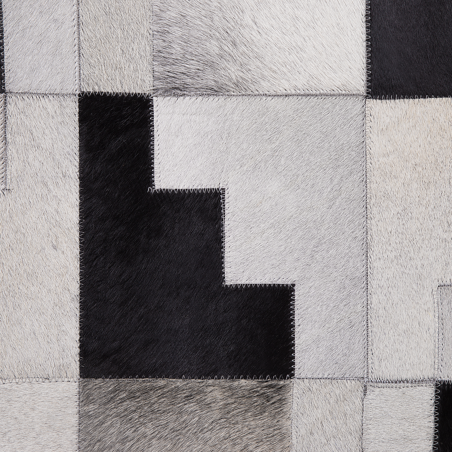Teppich Kuhfell schwarz-grau 140 x 200 cm Patchwork Kurzflor EFIRLI