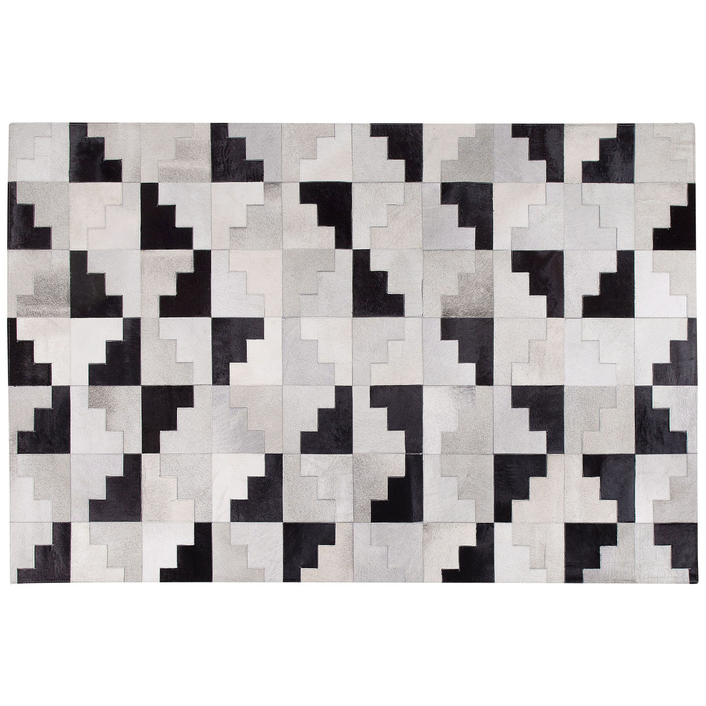 Teppich Kuhfell schwarz-grau 160 x 230 cm Patchwork Kurzflor EFIRLI