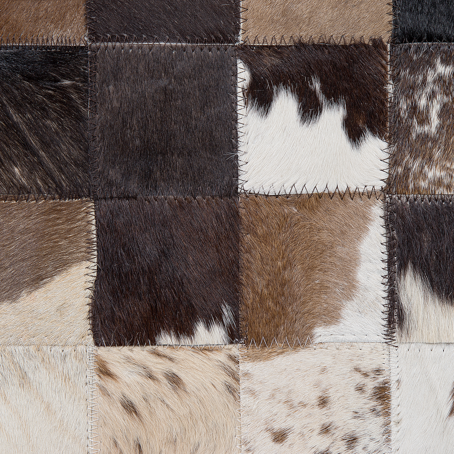 Teppich Kuhfell braun / beige 140 x 200 cm Patchwork Kurzflor OKCULU