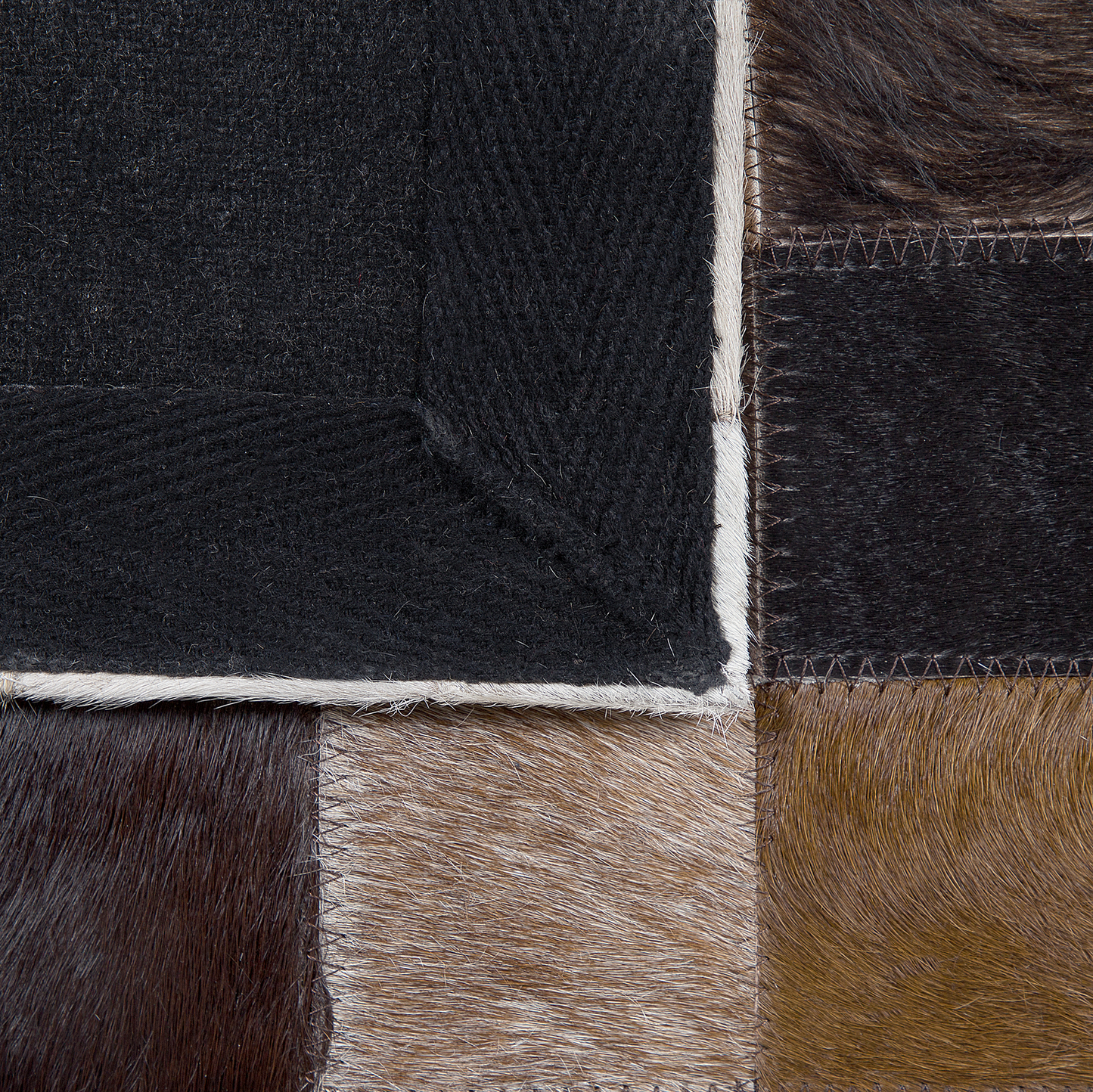 Teppich Kuhfell braun / beige 140 x 200 cm Patchwork Kurzflor OKCULU