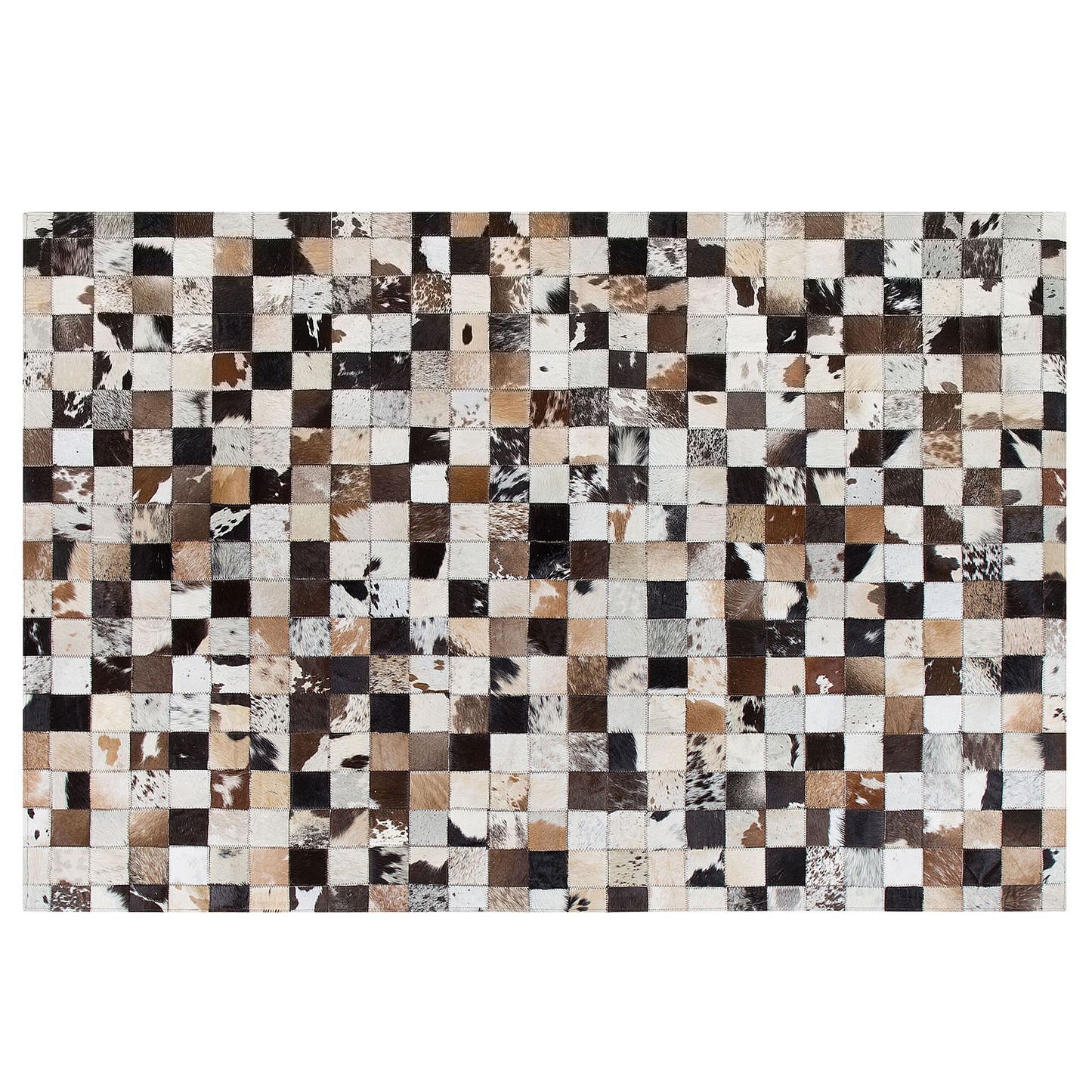 Teppich Kuhfell weiss-beige 140 x 200 cm Patchwork Kurzflor CERLI