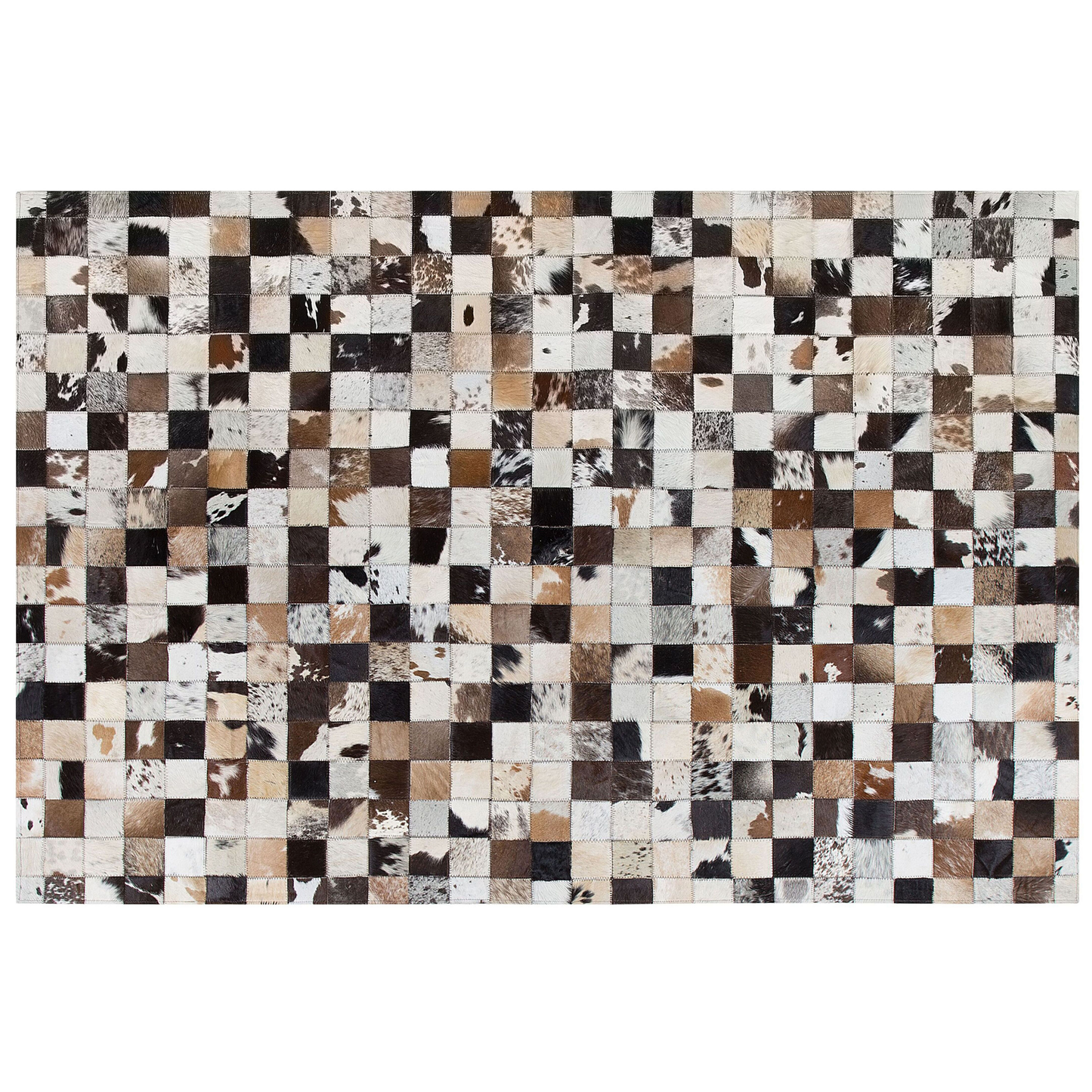 Teppich Kuhfell weiss-beige 160 x 230 cm Patchwork Kurzflor CERLI