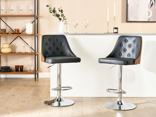 Drehhocker 2er Set Kunstleder Schwarz VANCOUVER