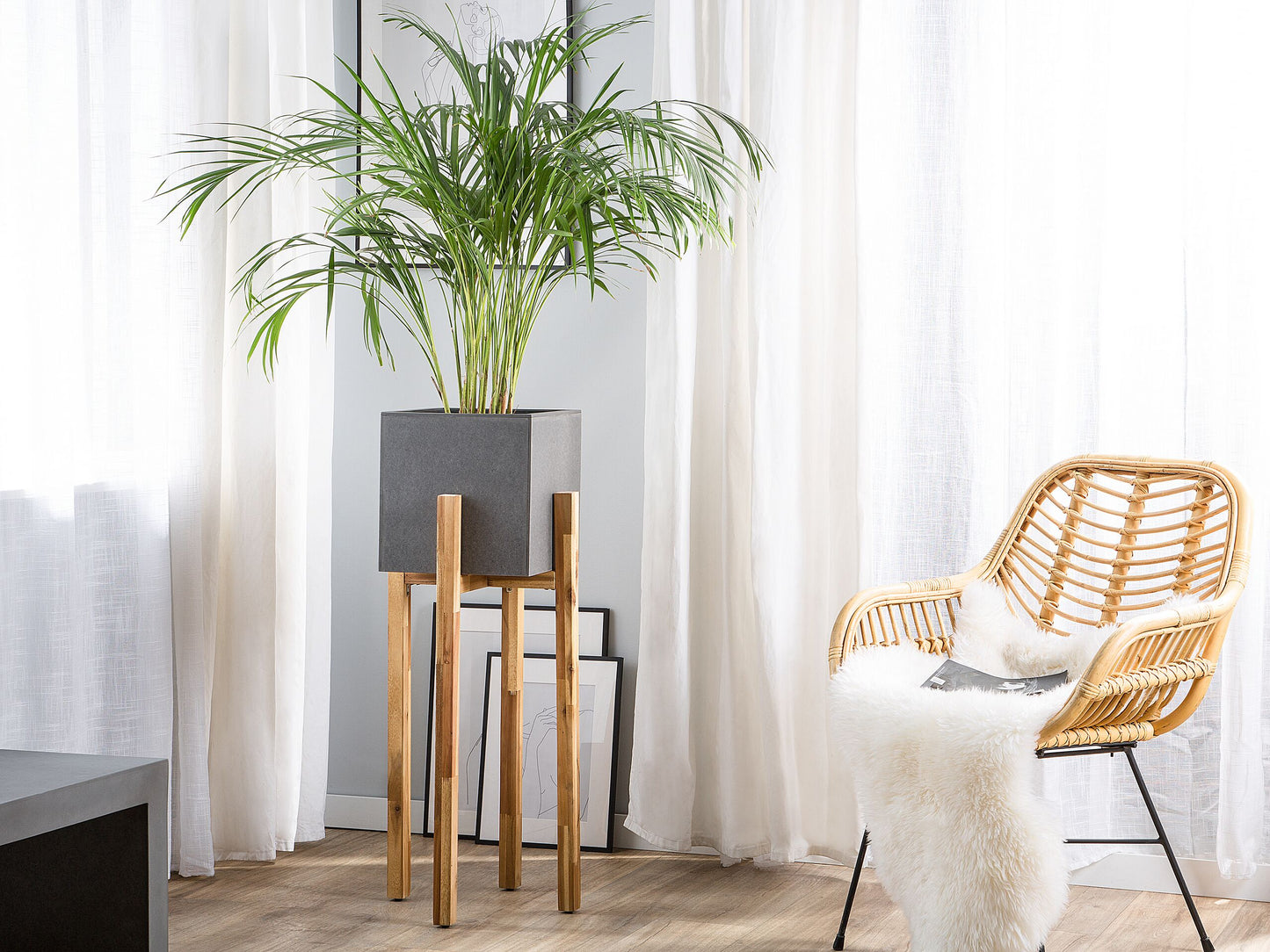 Blumentopf mit Beinen DRIMOS Stein 30 cm Hellgrau Grau