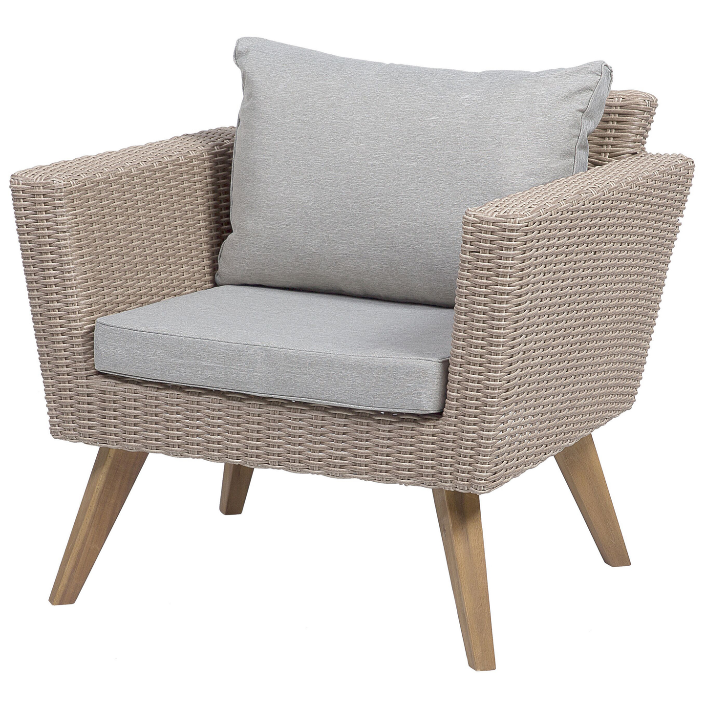 Lounge Set mit Tisch 4-Sitzer VITTORIA Polyrattan Grau