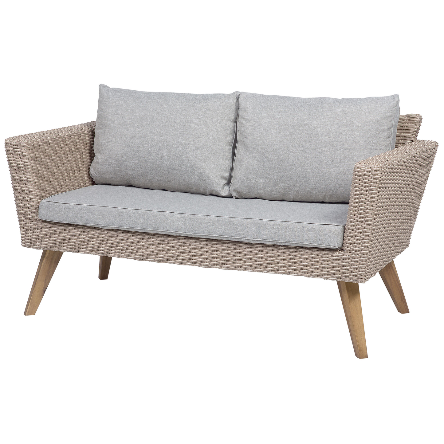 Lounge Set mit Tisch 4-Sitzer VITTORIA Polyrattan Grau
