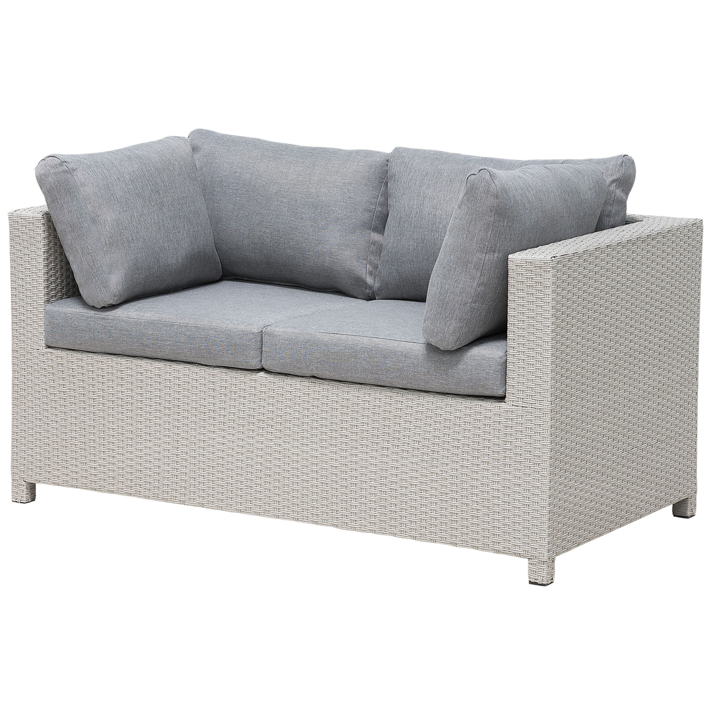 Lounge Set mit Tisch und Ottomane 4-Sitzer MILANO Polyrattan Hellgrau