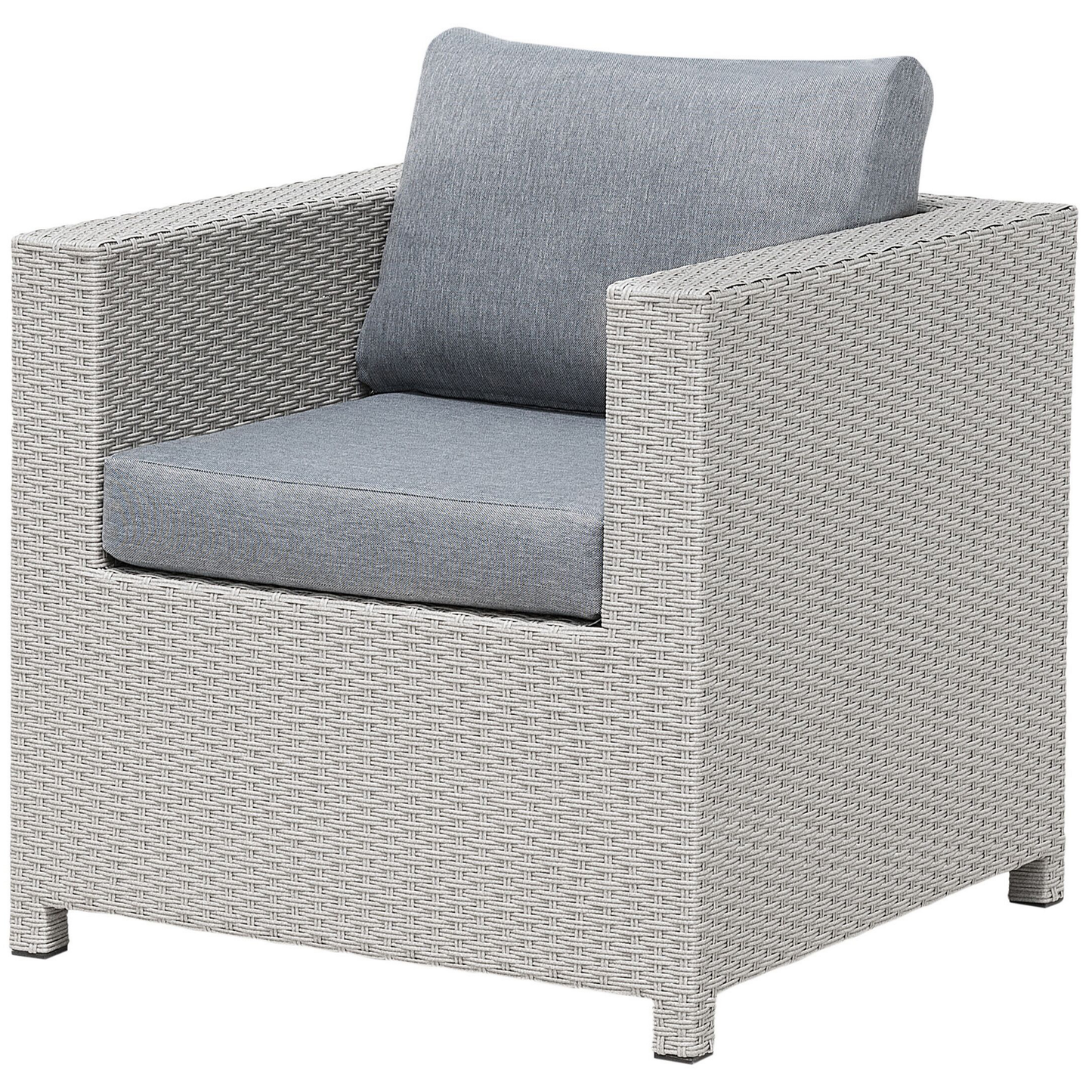 Lounge Set mit Tisch und Ottomane 4-Sitzer MILANO Polyrattan Hellgrau