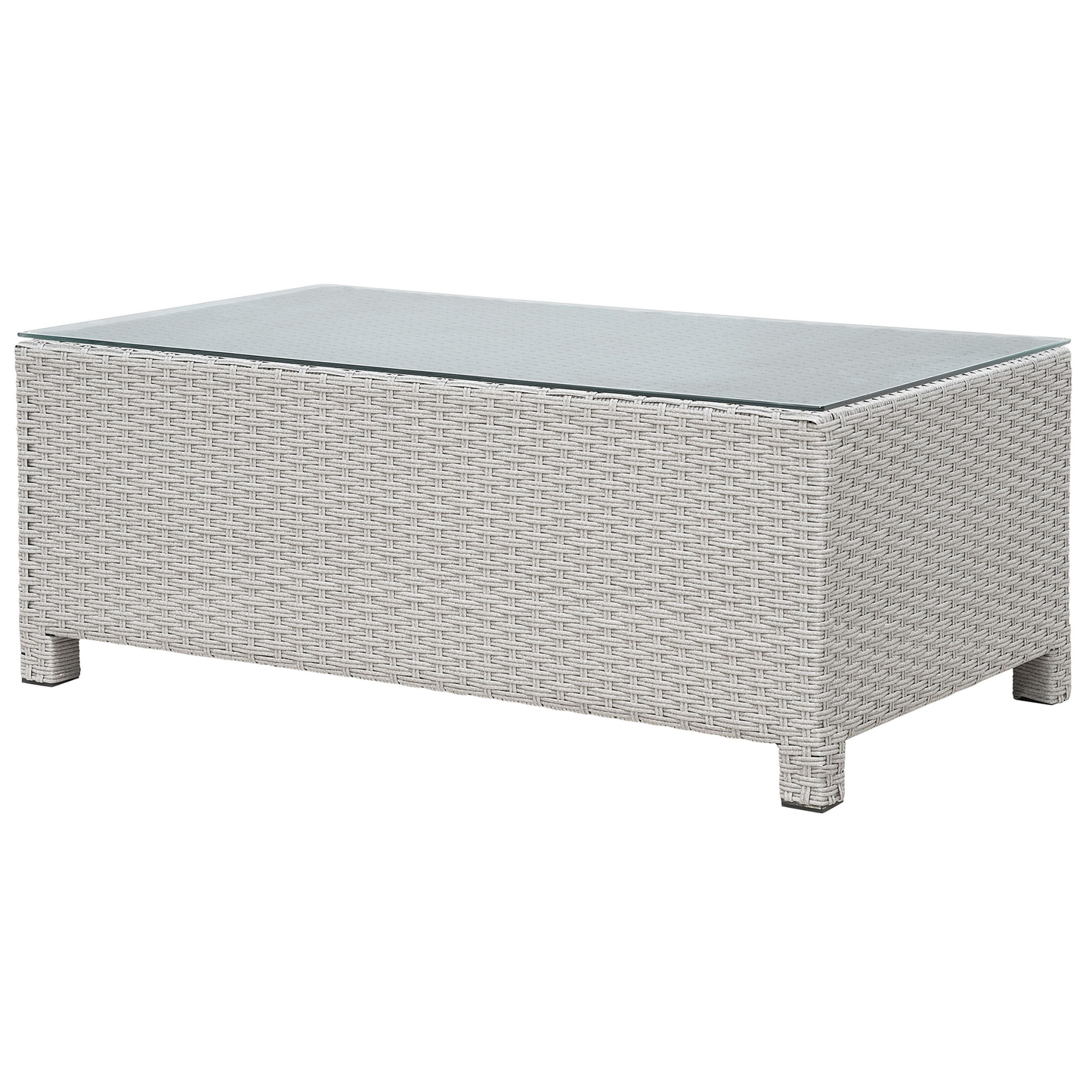 Lounge Set mit Tisch und Ottomane 4-Sitzer MILANO Polyrattan Hellgrau