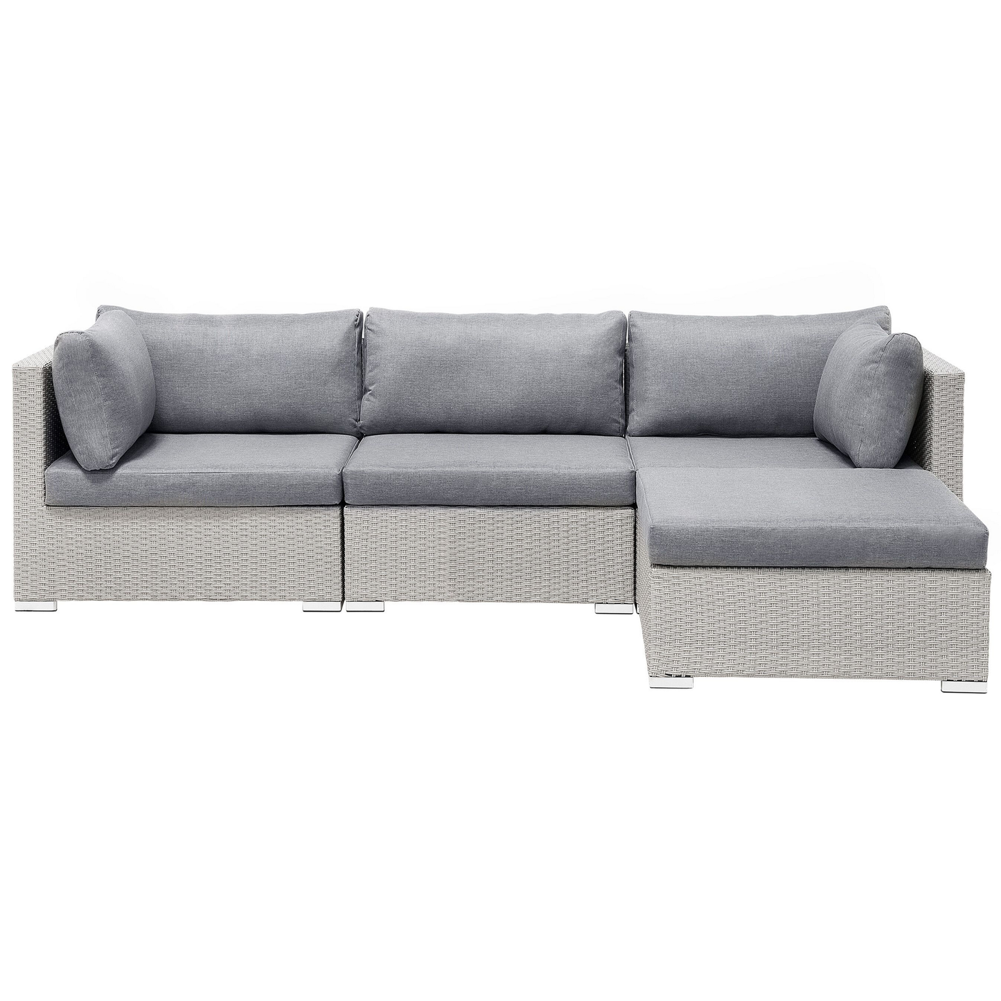 Garten Ecksofa mit Tisch 4-Sitzer SANO II linksseitig modular Polyrattan Hellgrau