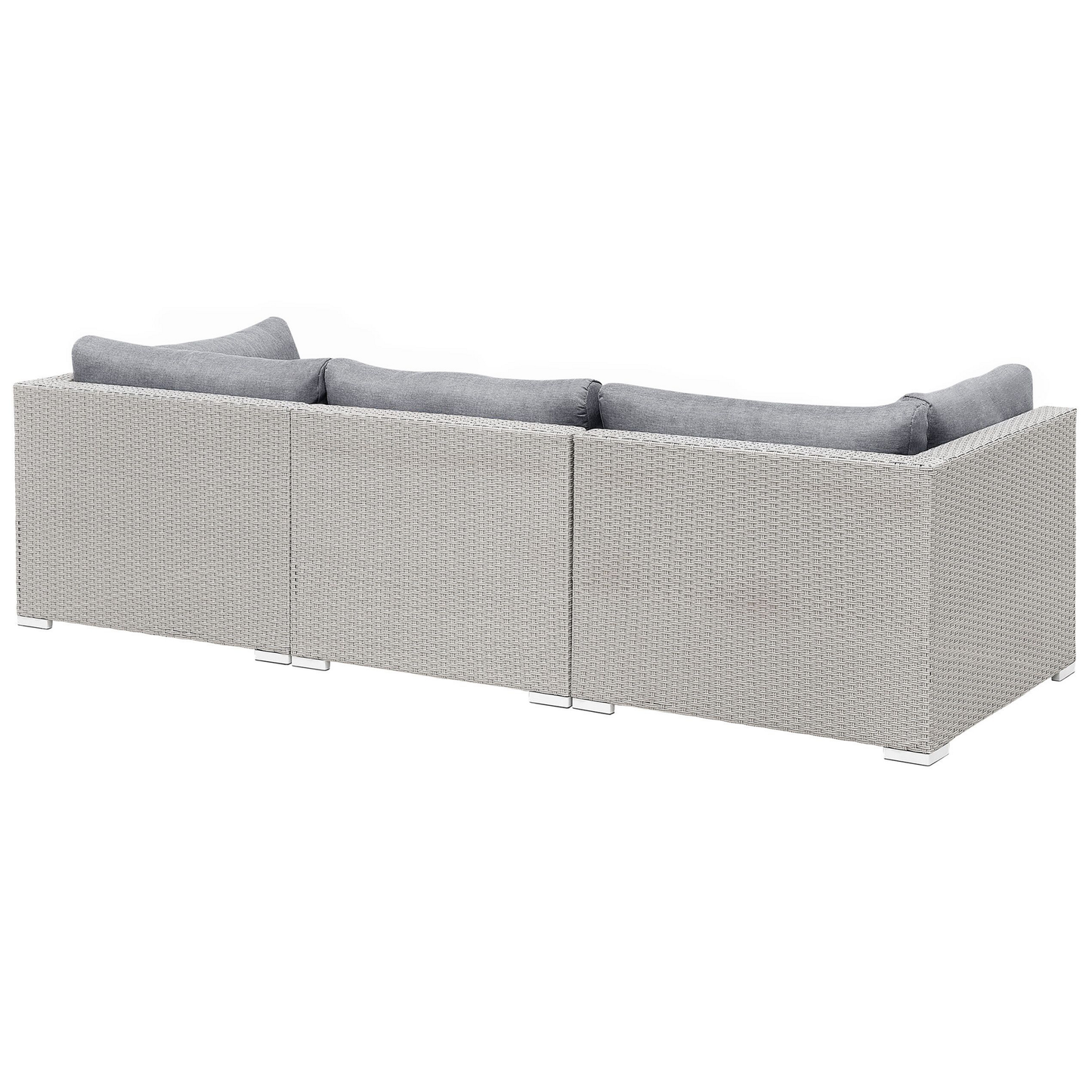 Garten Ecksofa mit Tisch 4-Sitzer SANO II linksseitig modular Polyrattan Hellgrau