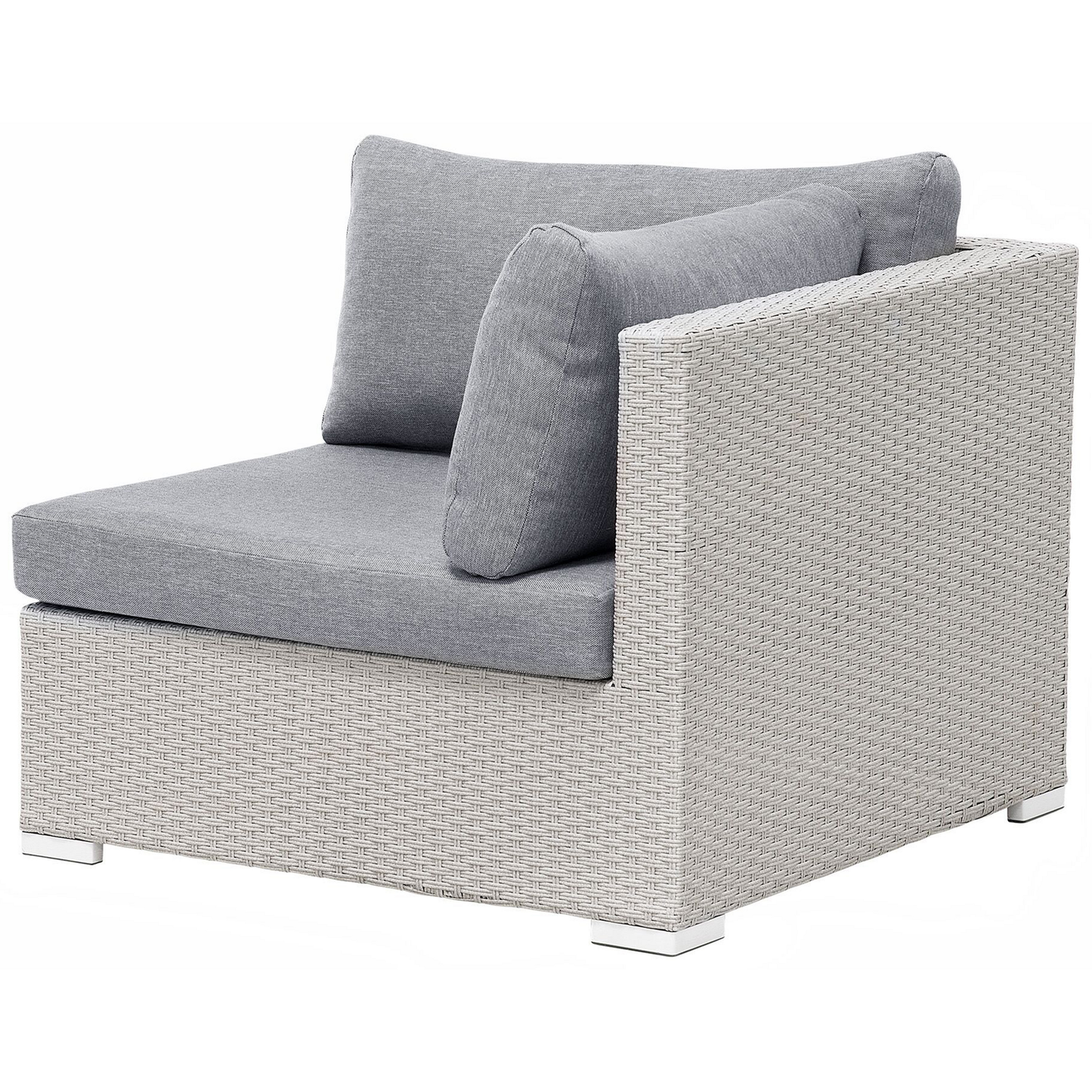 Garten Ecksofa mit Tisch 4-Sitzer SANO II linksseitig modular Polyrattan Hellgrau