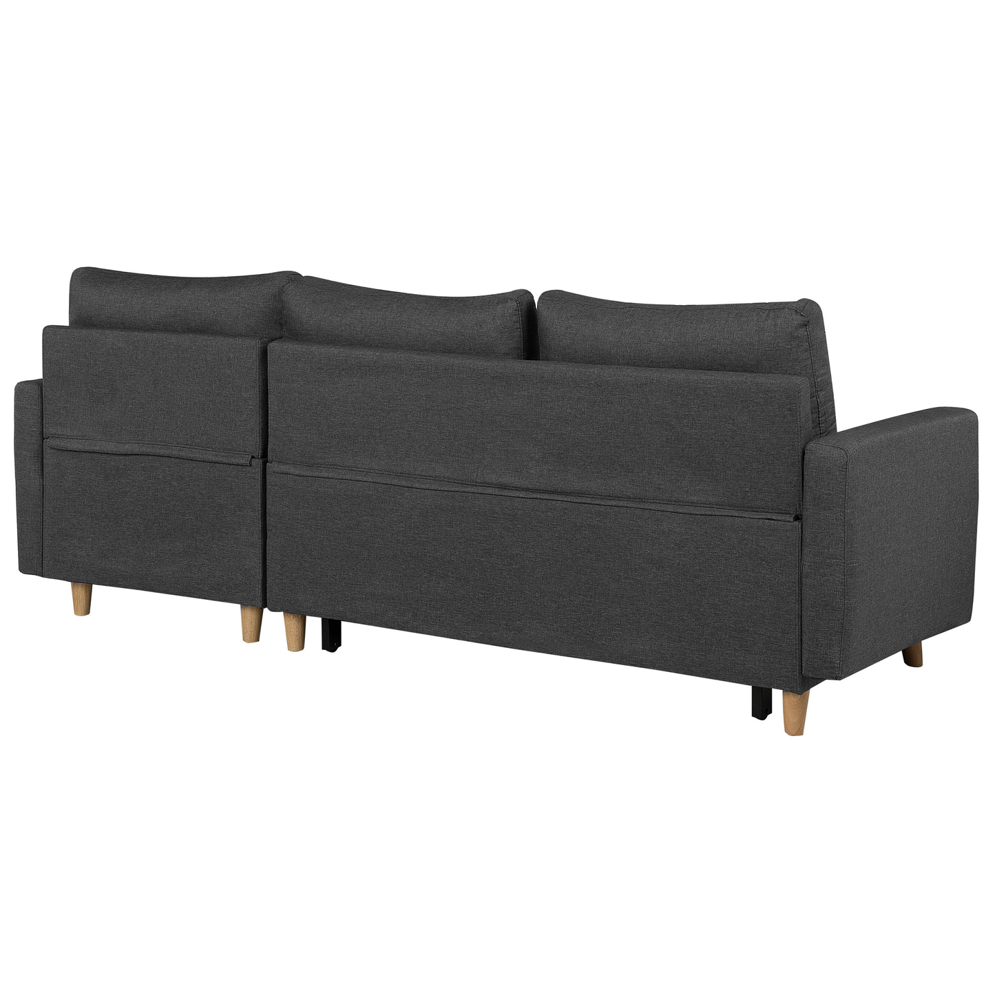 Ecksofa mit Schlaffunktion Polsterbezug dunkelgrau linksseitig FLAKK