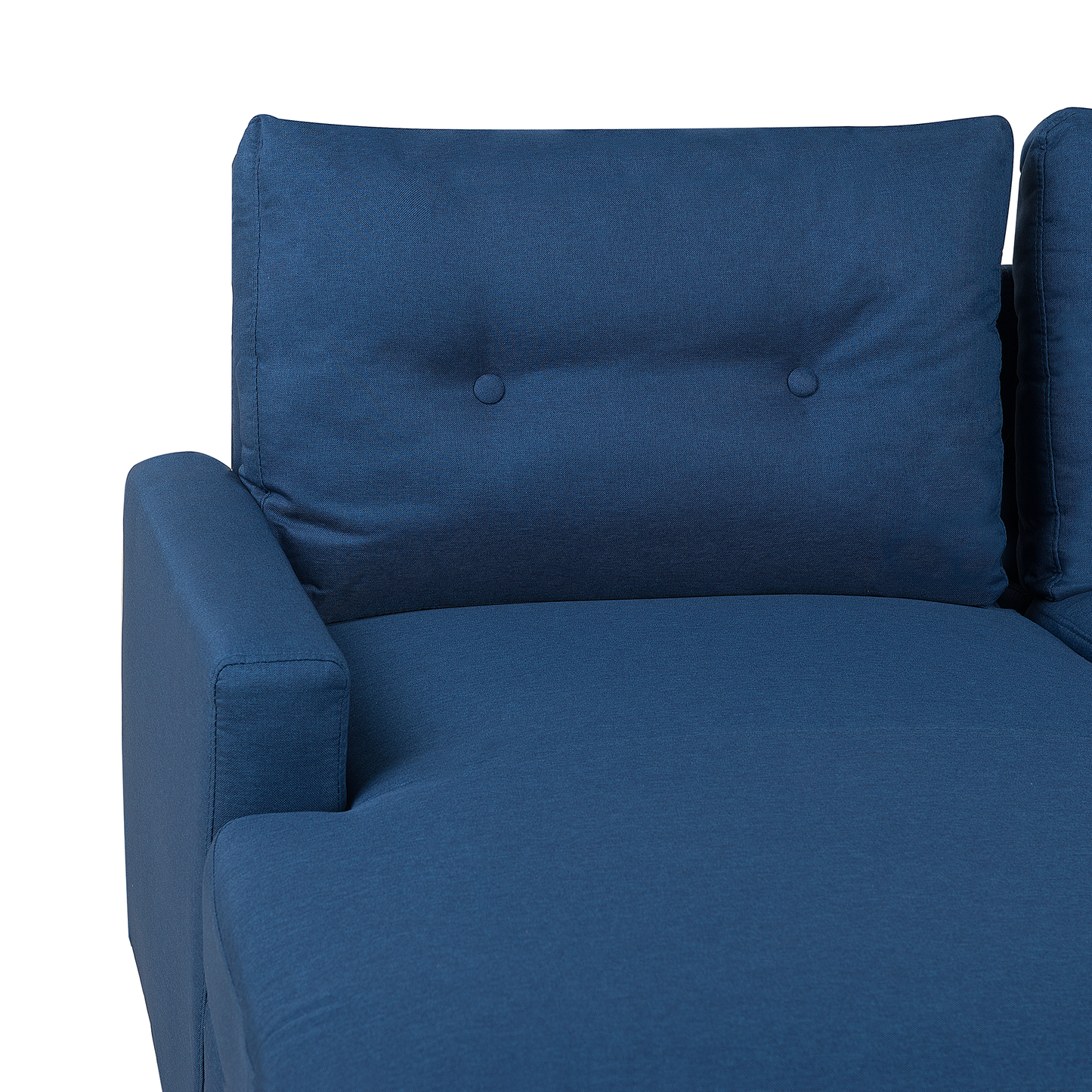Ecksofa mit Schlaffunktion Polsterbezug marineblau rechtsseitig FLAKK