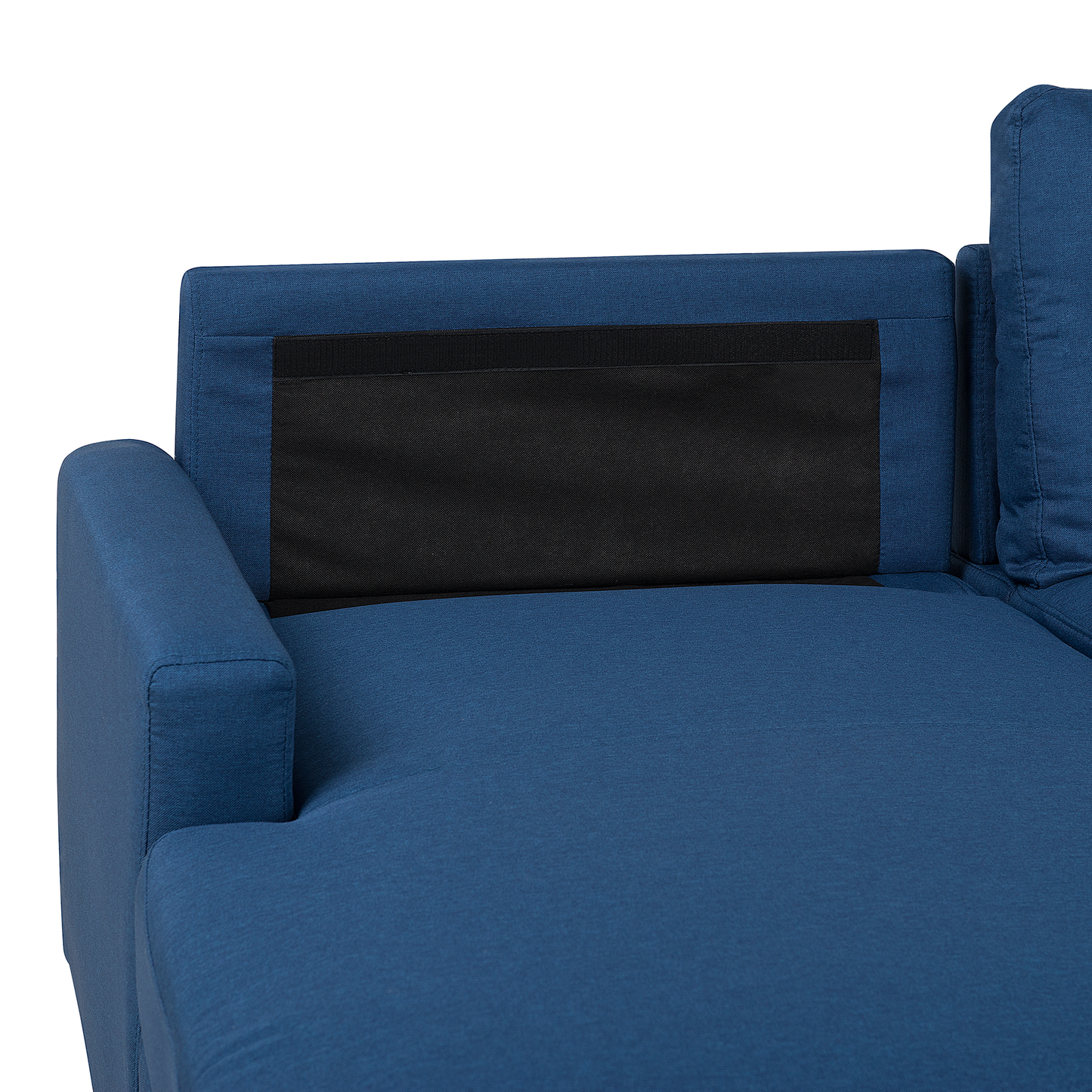 Ecksofa mit Schlaffunktion Polsterbezug marineblau rechtsseitig FLAKK
