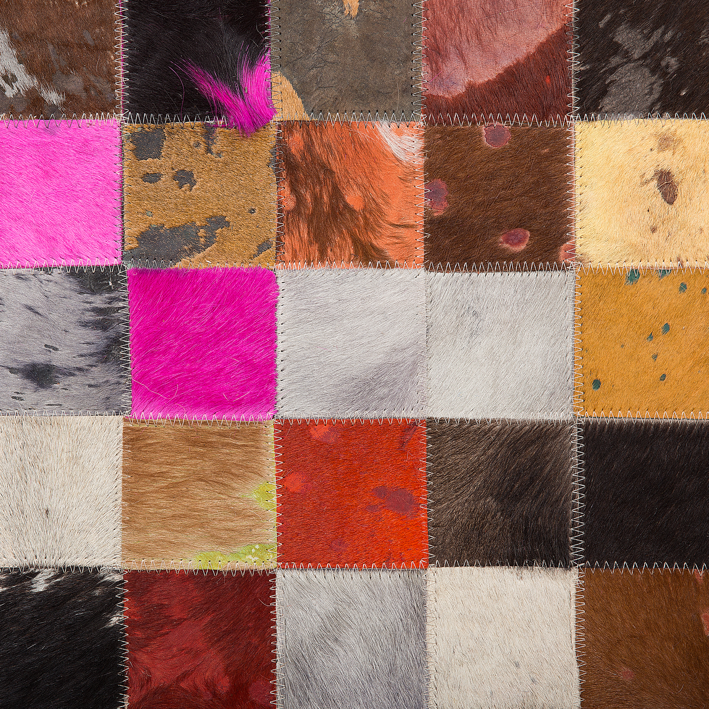 Teppich Kuhfell bunt 200 x 200 cm Patchwork Kurzflor ENNE