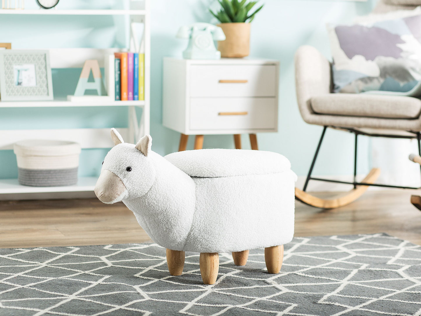 Tierhocker mit Stauraum weiss Alpakaform ALPACA