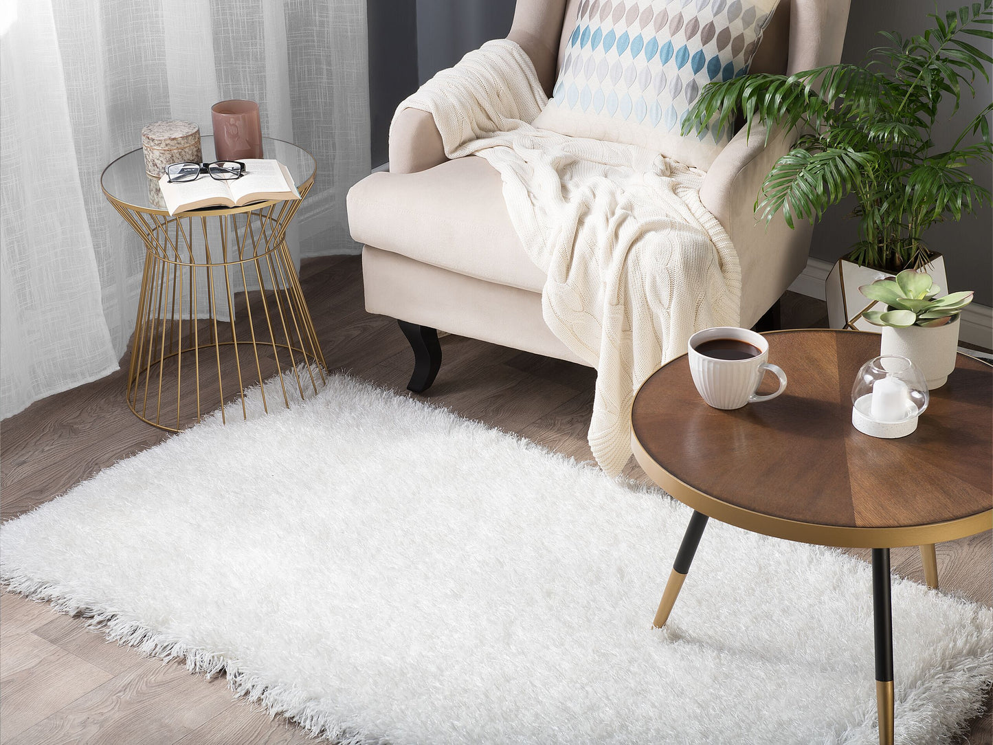 Teppich weiss 80 x 150 cm Shaggy CIDE