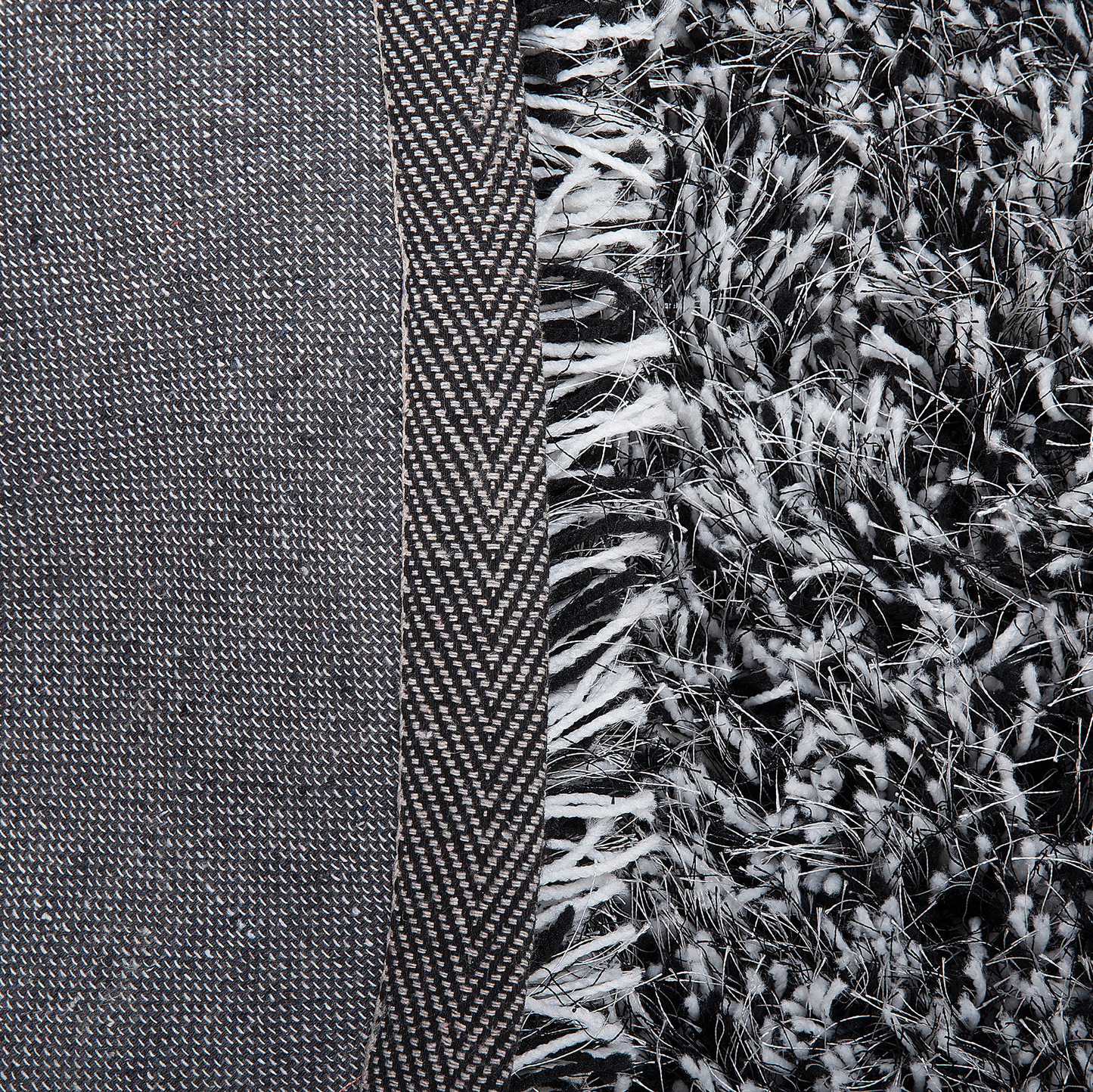 Teppich schwarz-weiss ⌀ 140 cm Shaggy CIDE