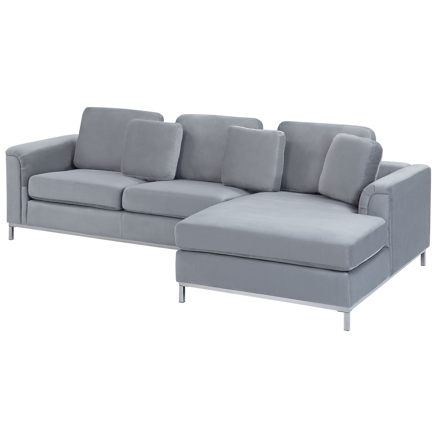 Ecksofa Samtstoff grau linksseitig OSLO