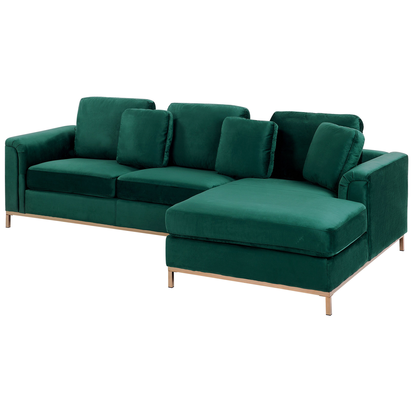 Ecksofa Samtstoff grün linksseitig OSLO