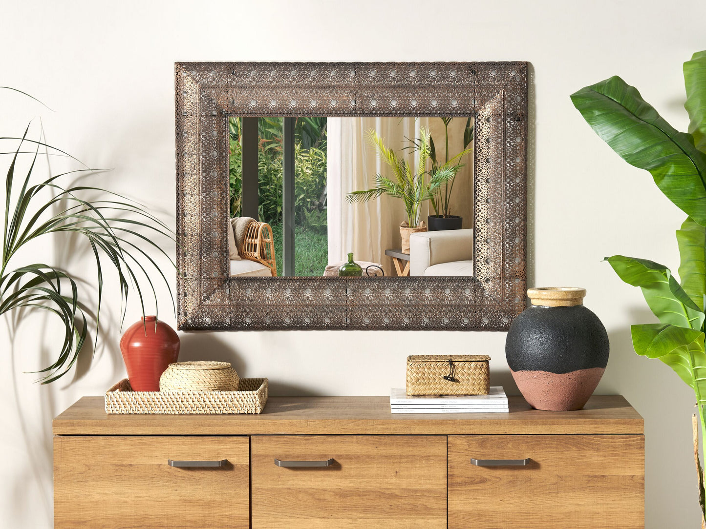 Wandspiegel DEHRADUN 69 cm 90 cm Metall Kupfer