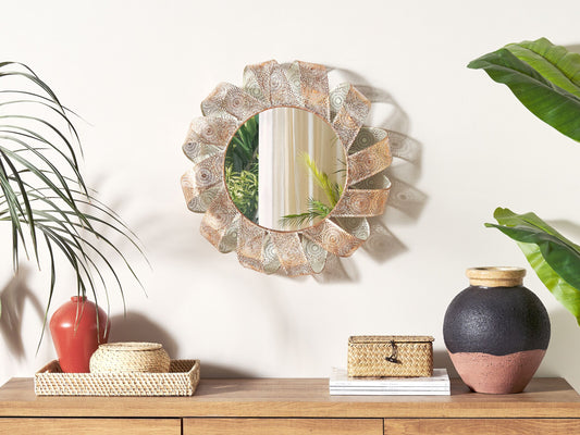 Wandspiegel MANGALORE 54 cm 54 cm Metall Weiss