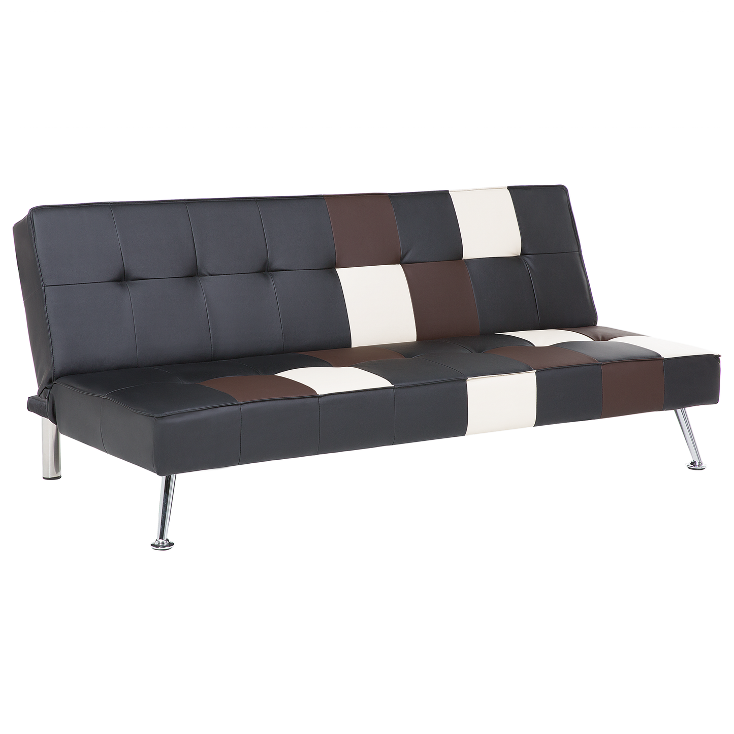 Schlafsofa 3-Sitzer Kunstleder schwarz Patchwork OLSKER