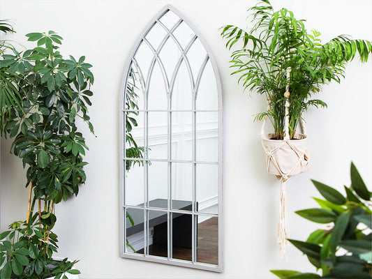 Wandspiegel CASSEL 50 cm 115 cm Metall Hellgrau