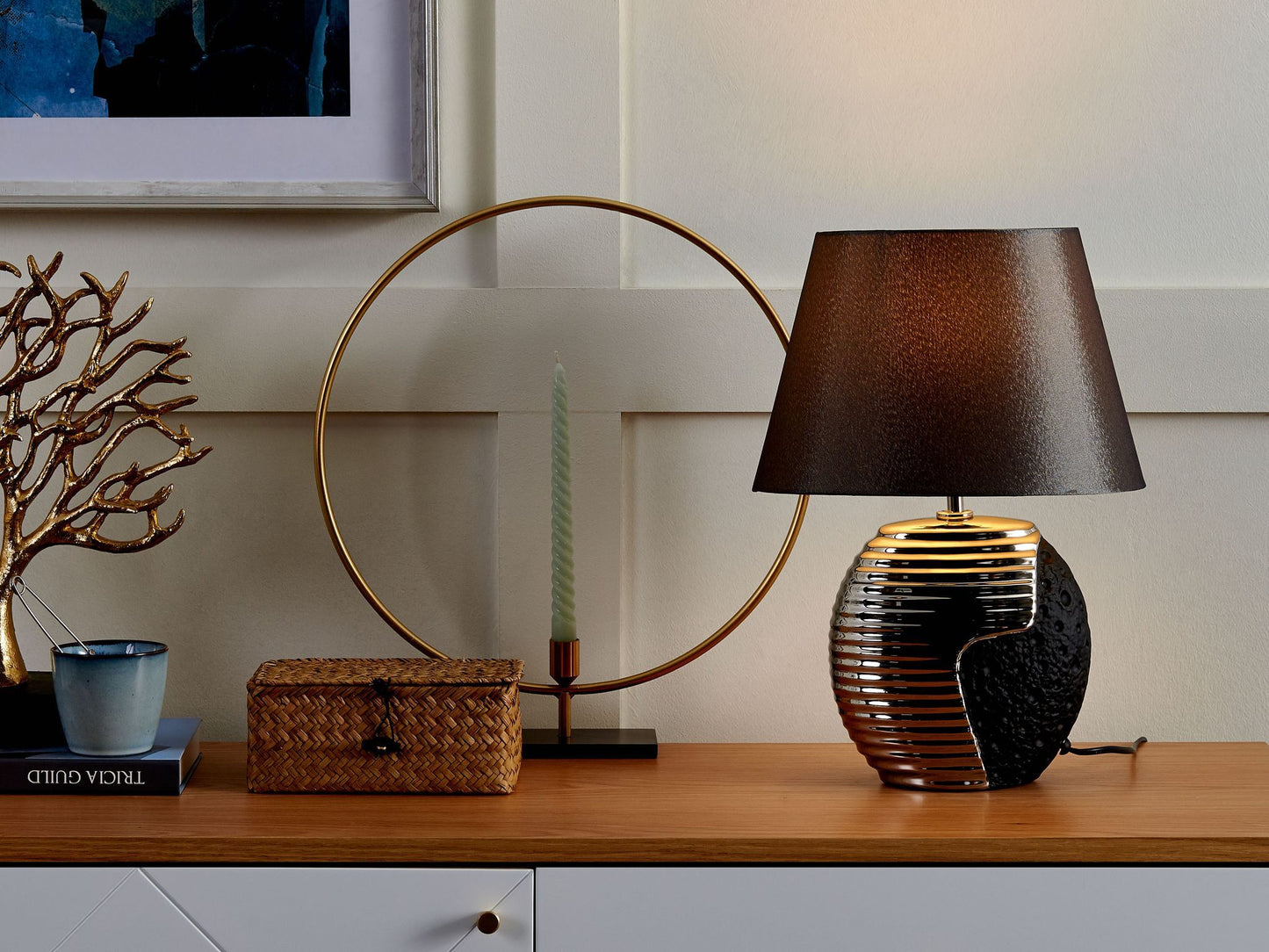 Tischleuchte ESLA Porzellan Grau