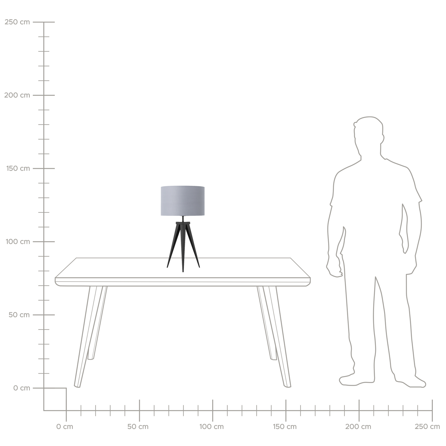 Tischlampe hellgrau 55 cm Trommelform STILETTO