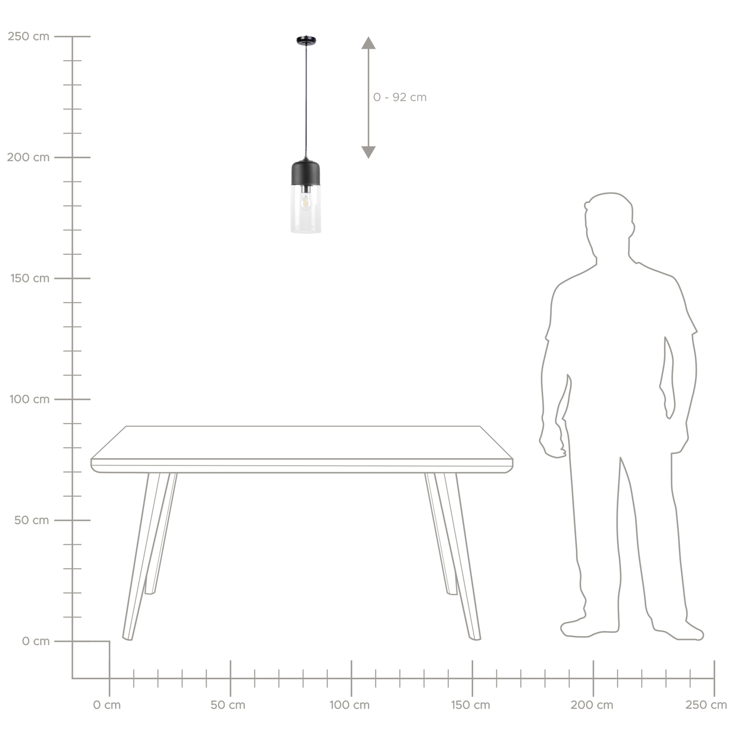 Hängelampe PURUS Glas Schwarz