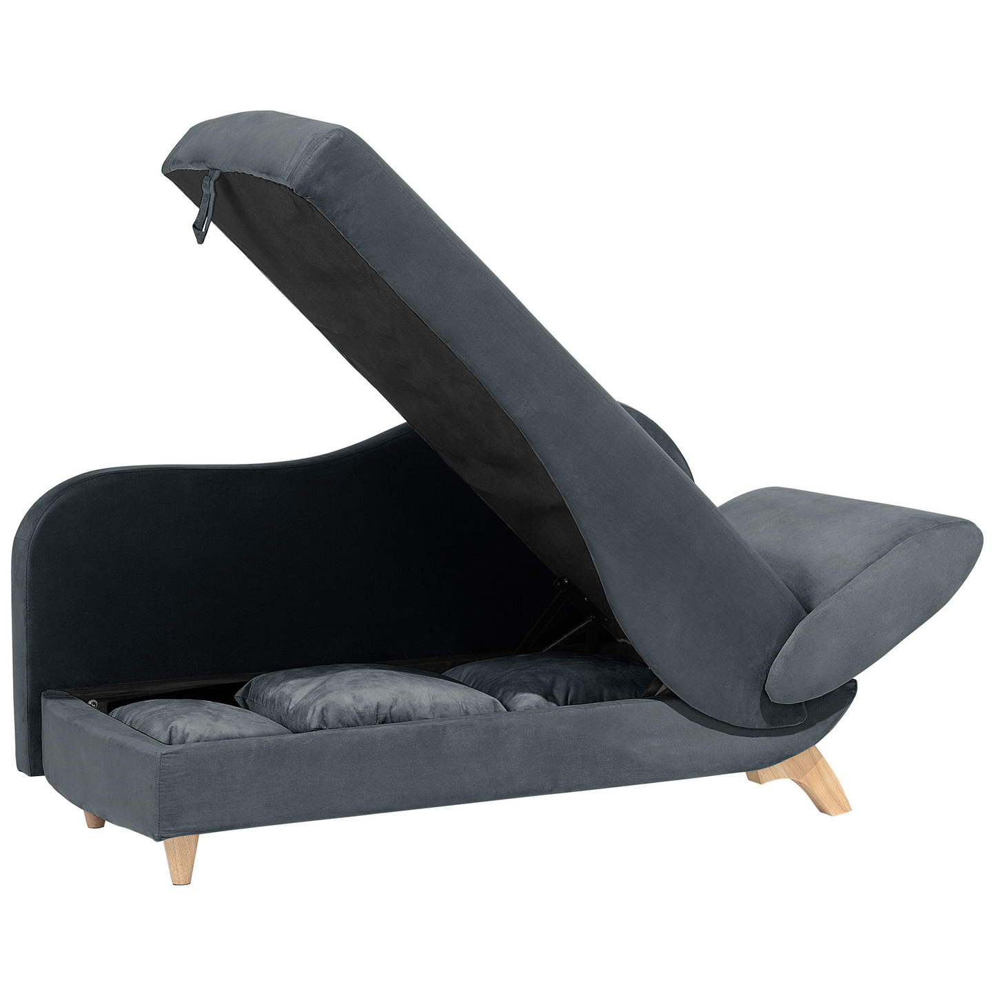 Chaiselongue Samtstoff dunkelgrau mit Bettkasten rechtsseitig MERI