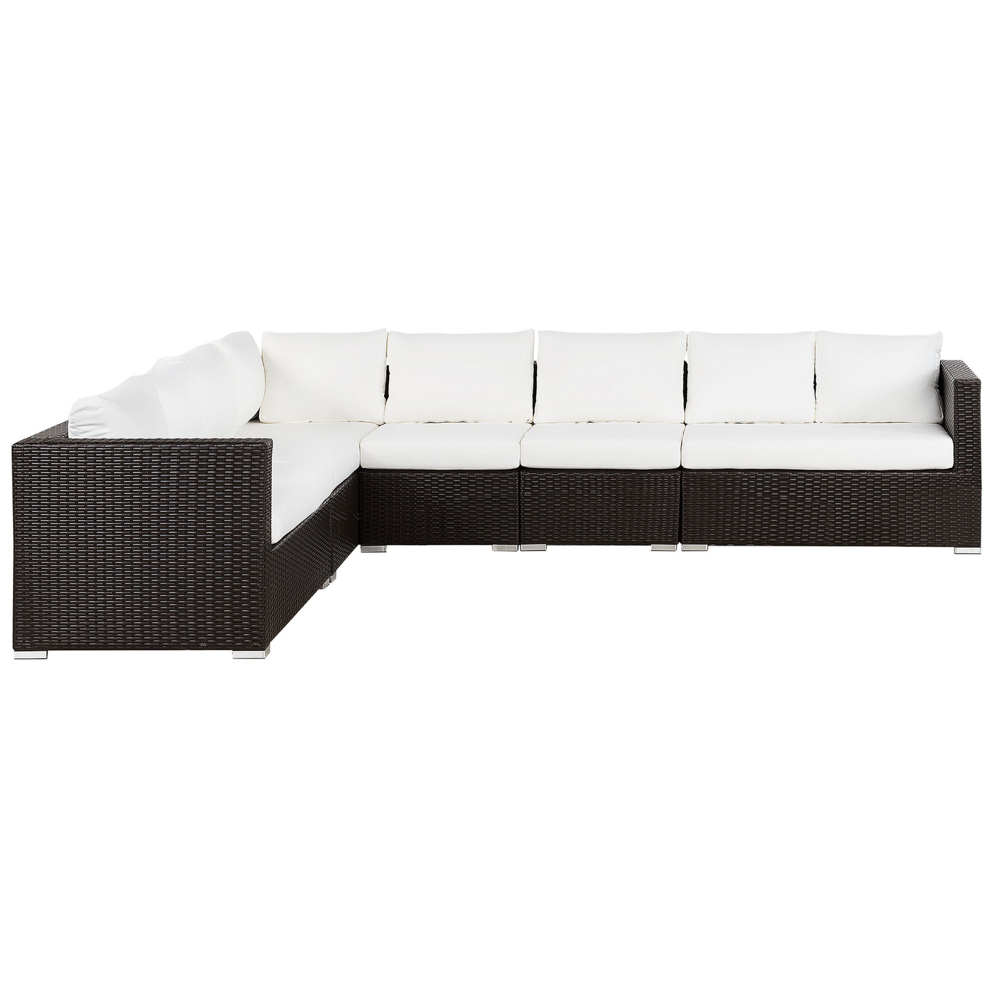 Lounge Set mit Tisch 8-Sitzer XXL rechtsseitig modular Polyrattan Dunkelbraun