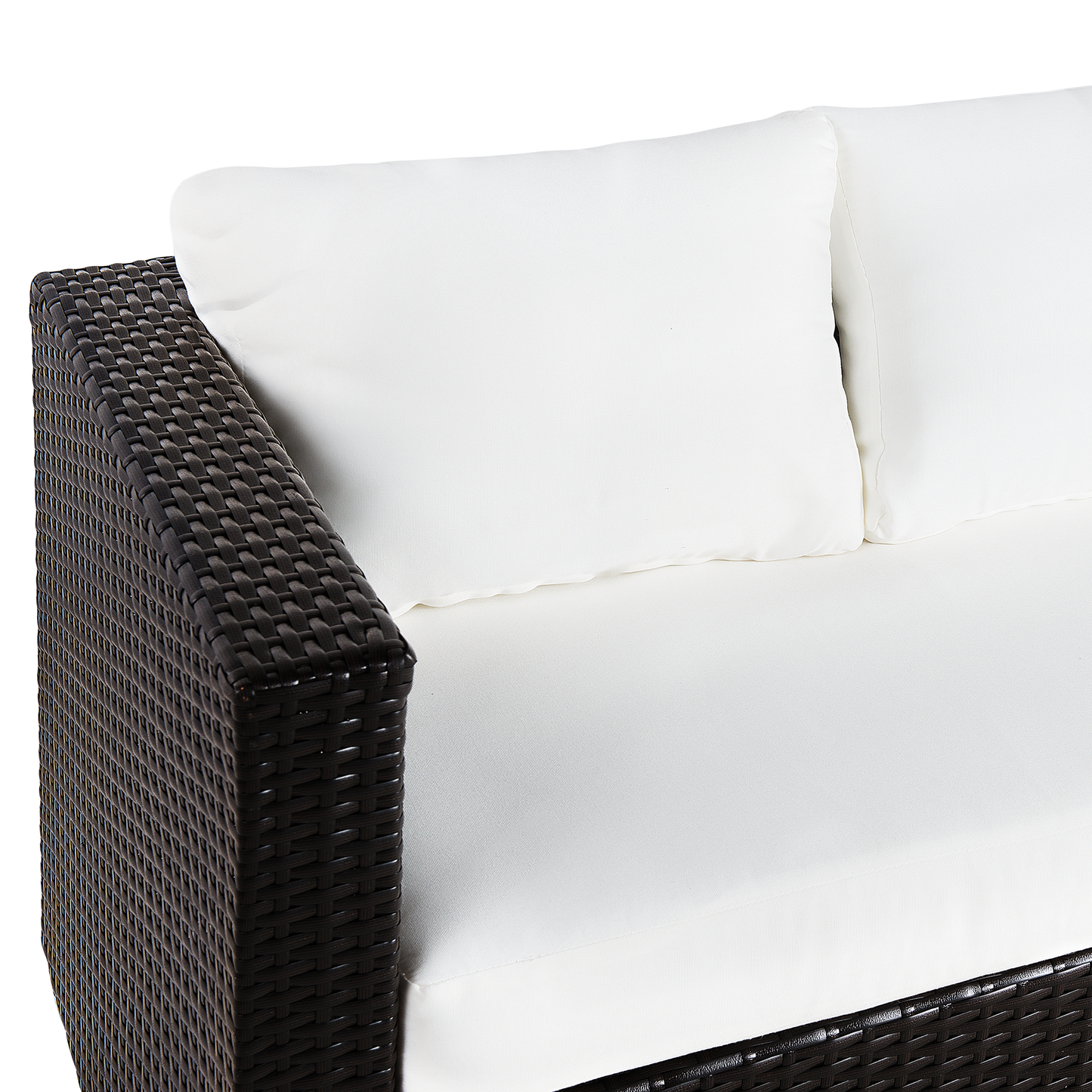 Lounge Set mit Tisch 8-Sitzer XXL rechtsseitig modular Polyrattan Dunkelbraun