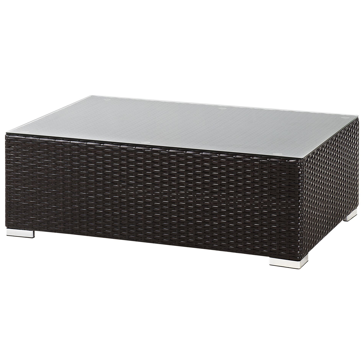 Lounge Set mit Tisch 8-Sitzer XXL rechtsseitig modular Polyrattan Dunkelbraun