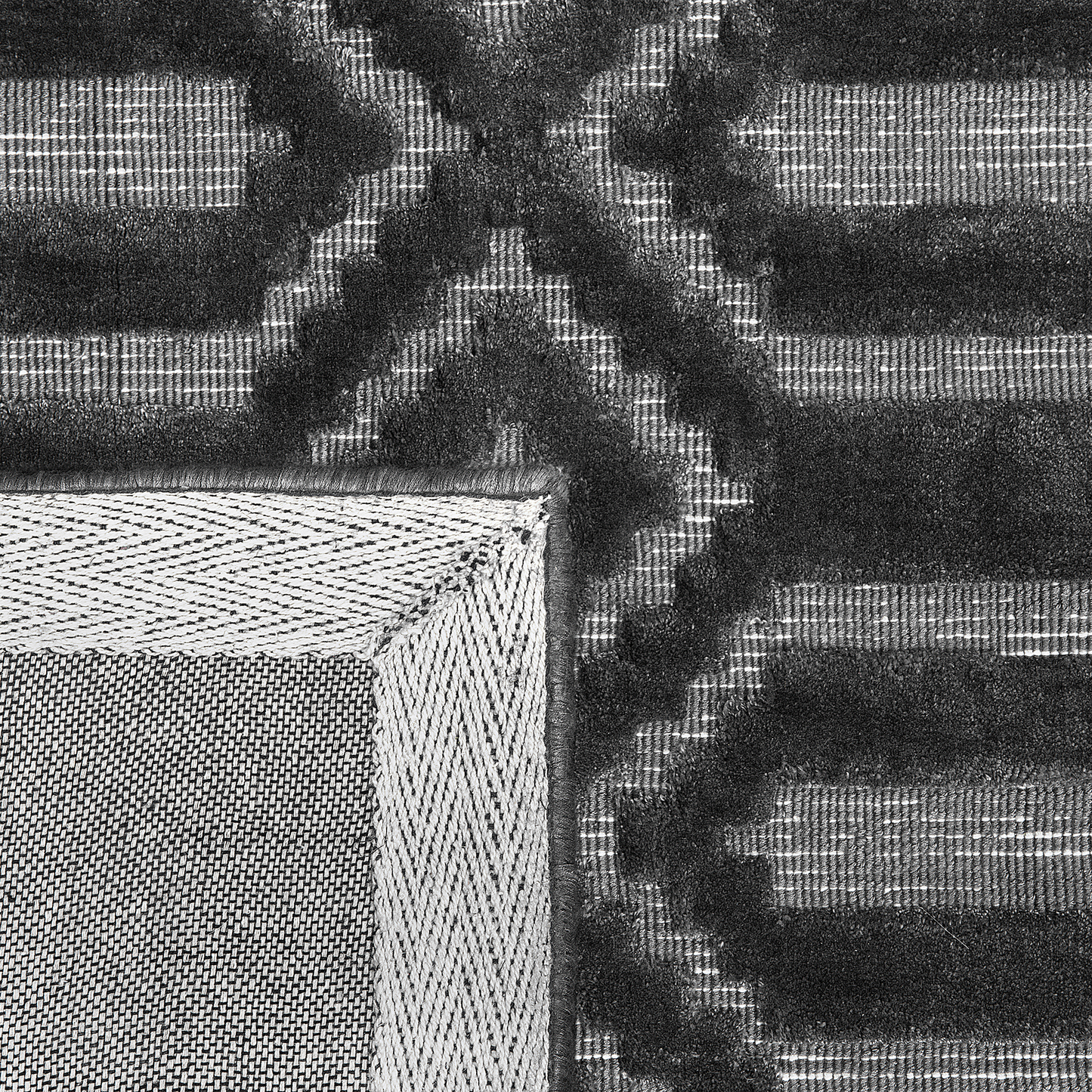 Teppich dunkelgrau 80 x 150 cm geometrisches Muster Kurzflor ADATEPE