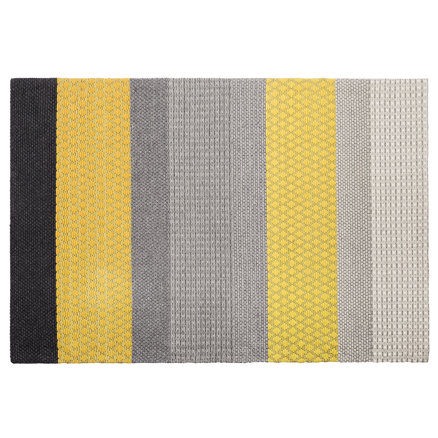 Teppich Wolle grau / gelb 160 x 220 cm Streifenmuster Kurzflor AKKAYA