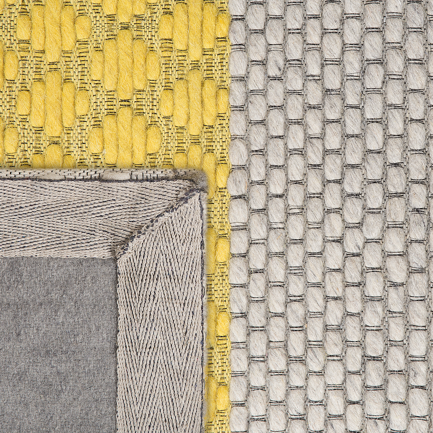 Teppich Wolle grau / gelb 160 x 220 cm Streifenmuster Kurzflor AKKAYA