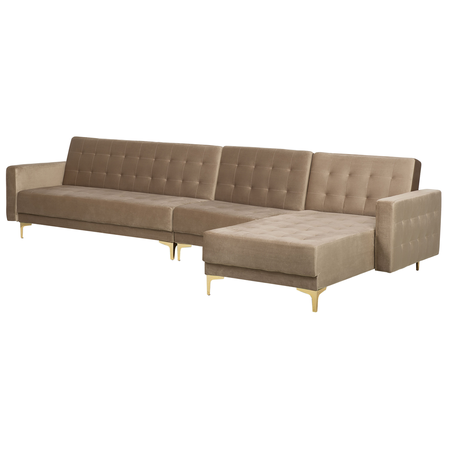 Modulsofa Samtstoff Schlaffunktion sandbeige linksseitig ABERDEEN