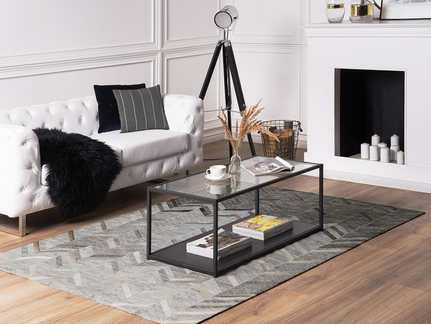 Teppich Leder grau 160 x 230 cm Kurzflor ARKUM